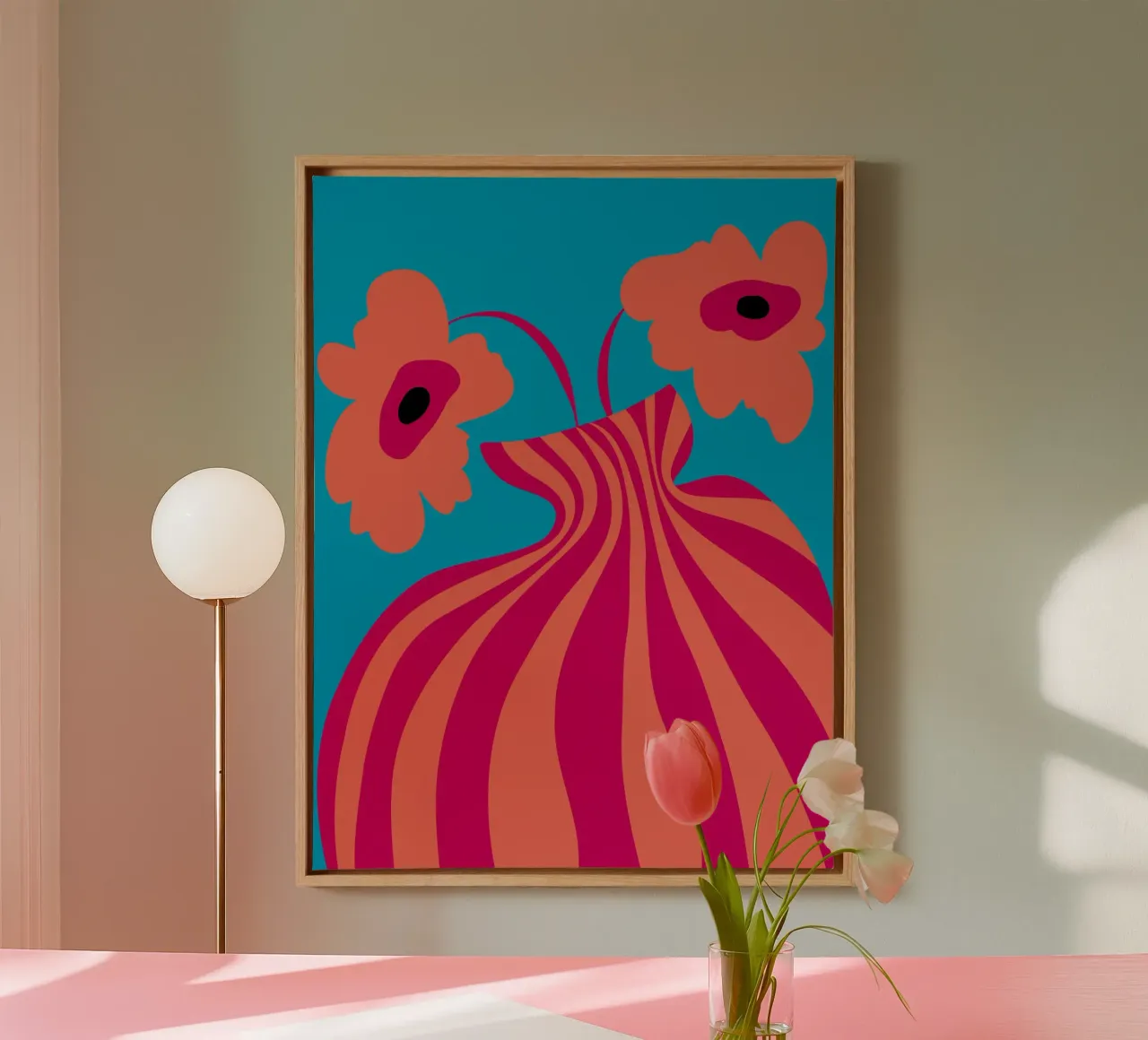 Minimalistic Vase 5 canvas with Floater frame by Miho Art Studio
