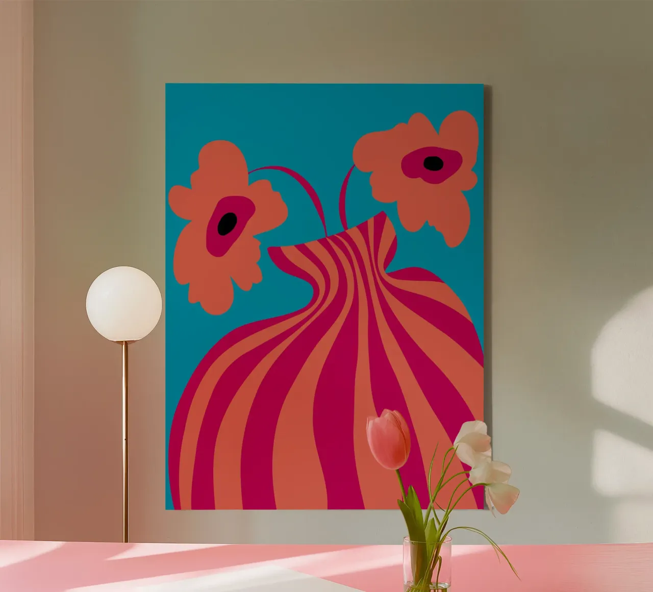Minimalistic Vase 5 canvas with Floater frame by Miho Art Studio