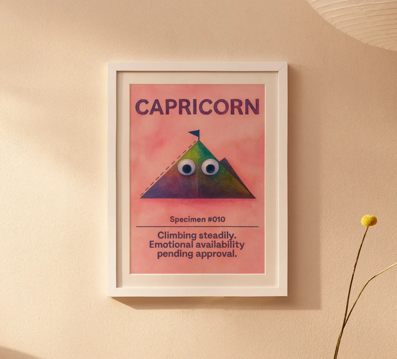 capricorno logo vettoriale pittura zodiacale poster con telaio in legno da Shillas
