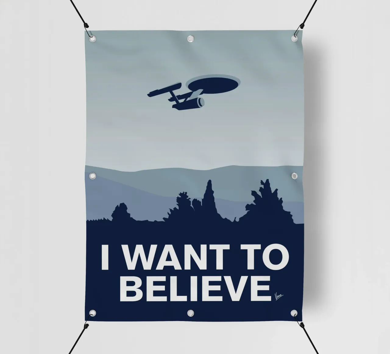 My I want to believe minimal poster-Enterprice telo in pvc da geekxfiles