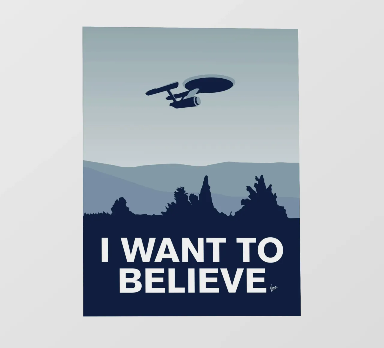 My I want to believe minimal poster-Enterprice telo in pvc da geekxfiles