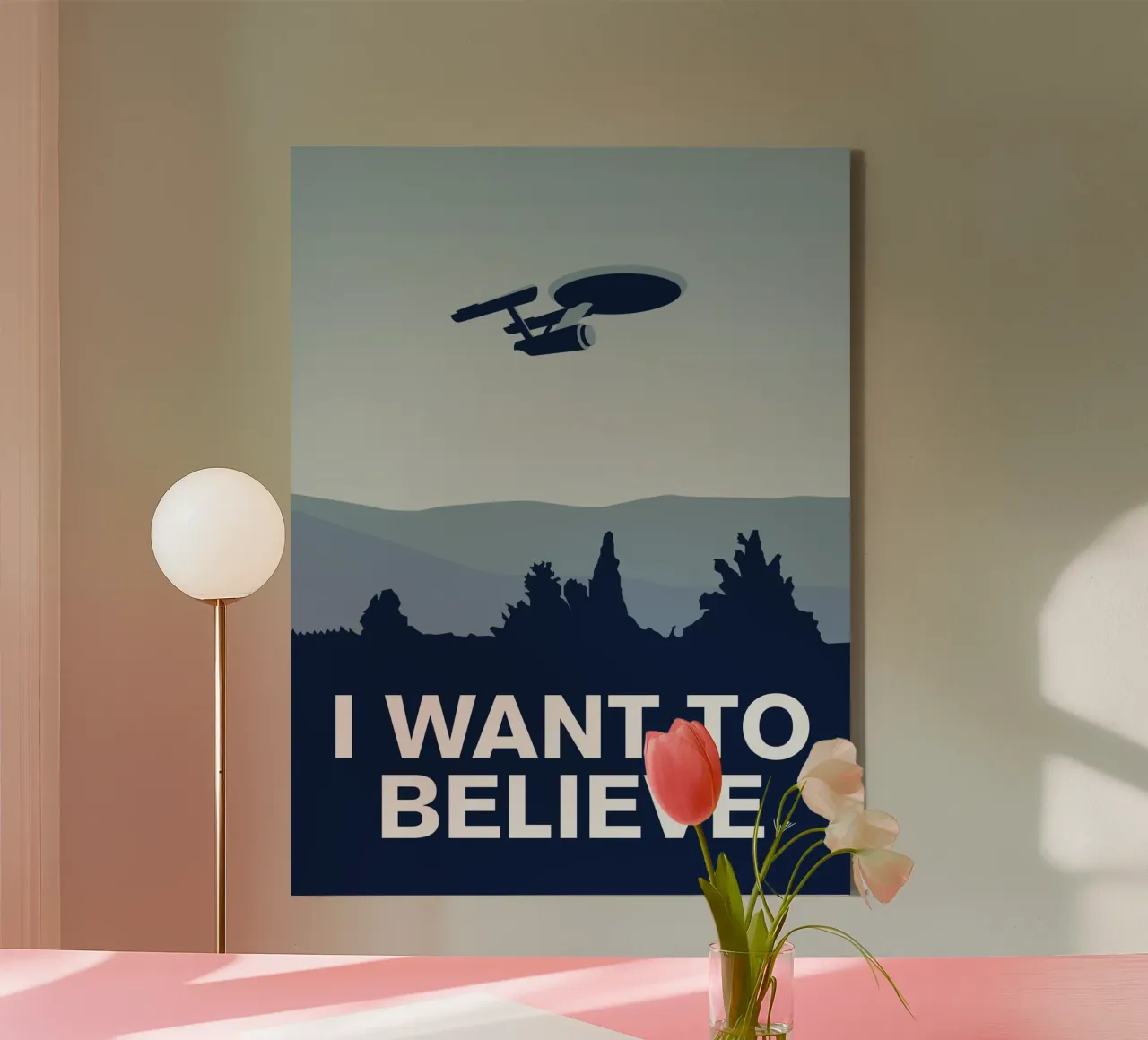 My I want to believe minimal poster-Enterprice tela con Cornice a cassetta da geekxfiles