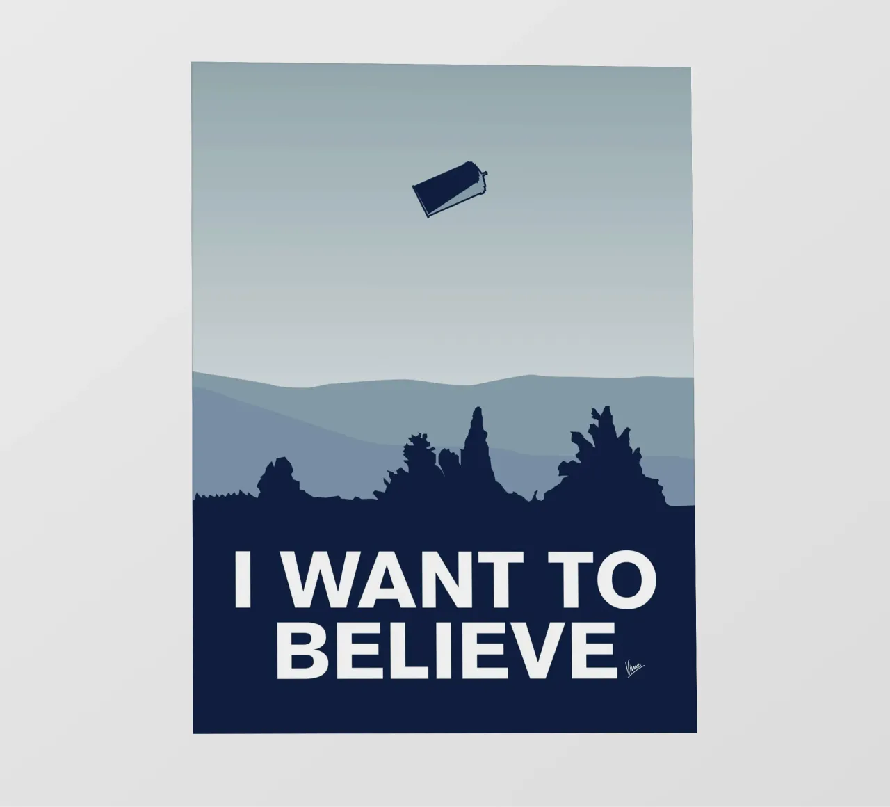 My I want to believe minimal poster-tardis telo in pvc da geekxfiles