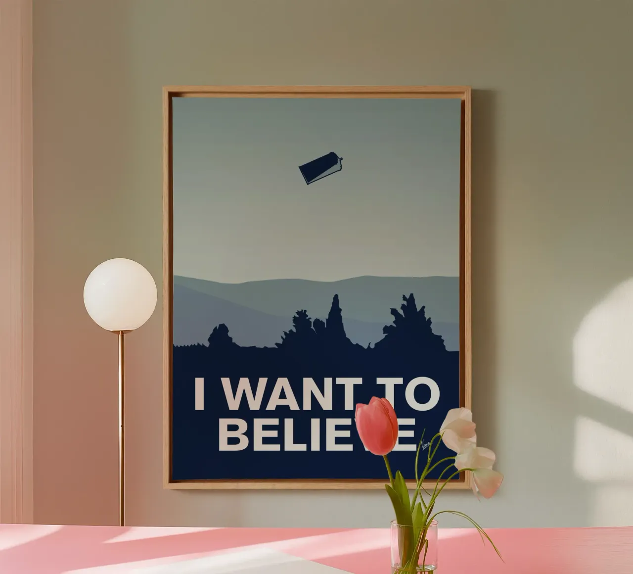 My I want to believe minimal poster-tardis tela con Cornice a cassetta da geekxfiles