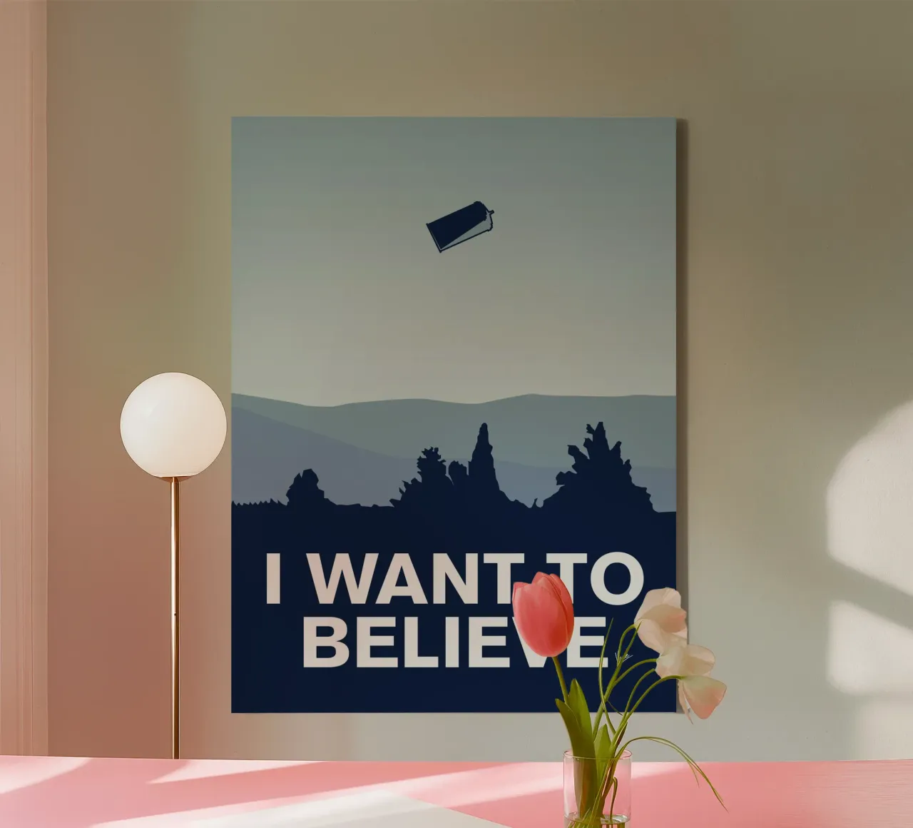 My I want to believe minimal poster-tardis tela con Cornice a cassetta da geekxfiles