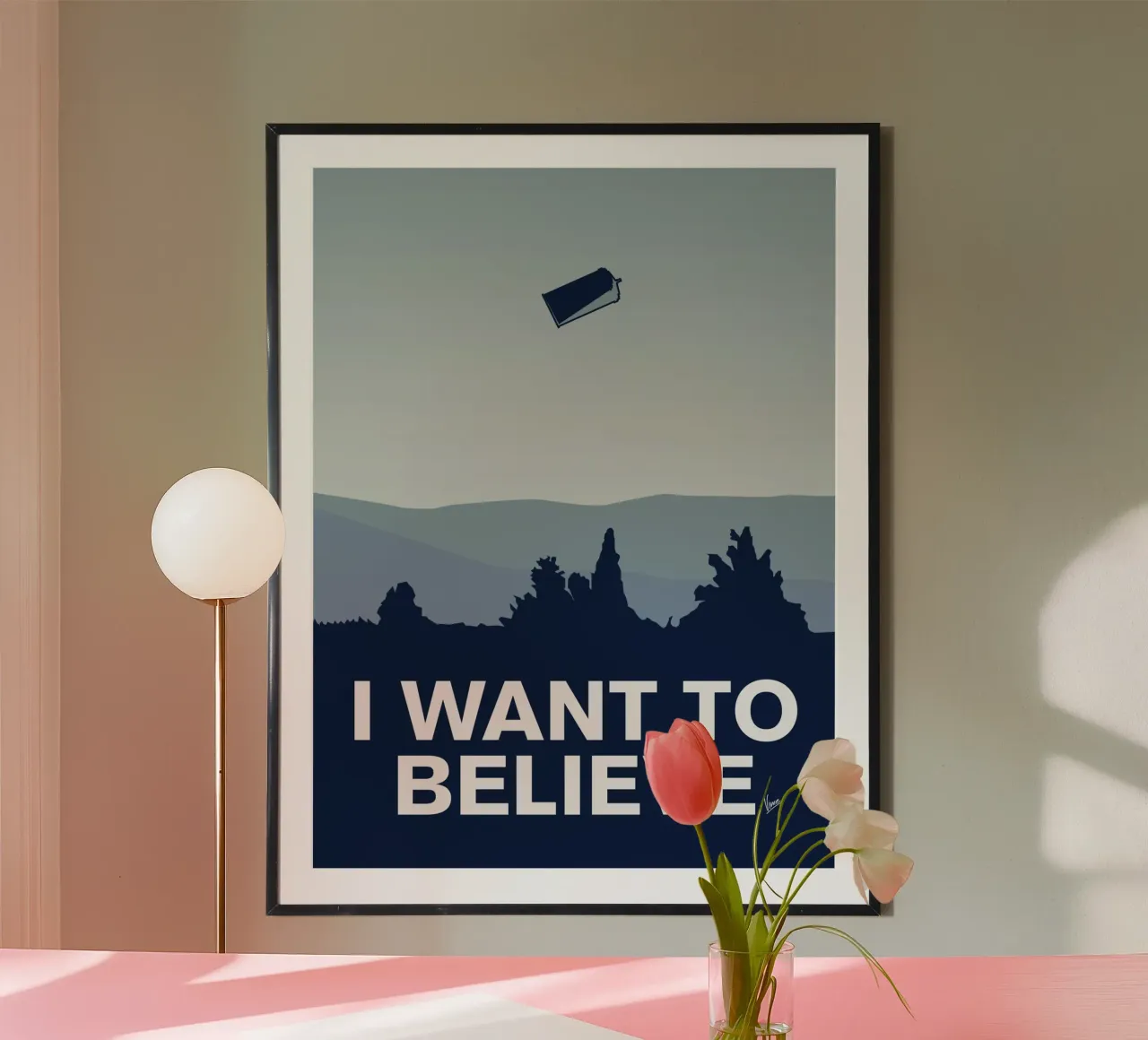 My I want to believe minimal poster-tardis poster con telaio in alluminio da geekxfiles