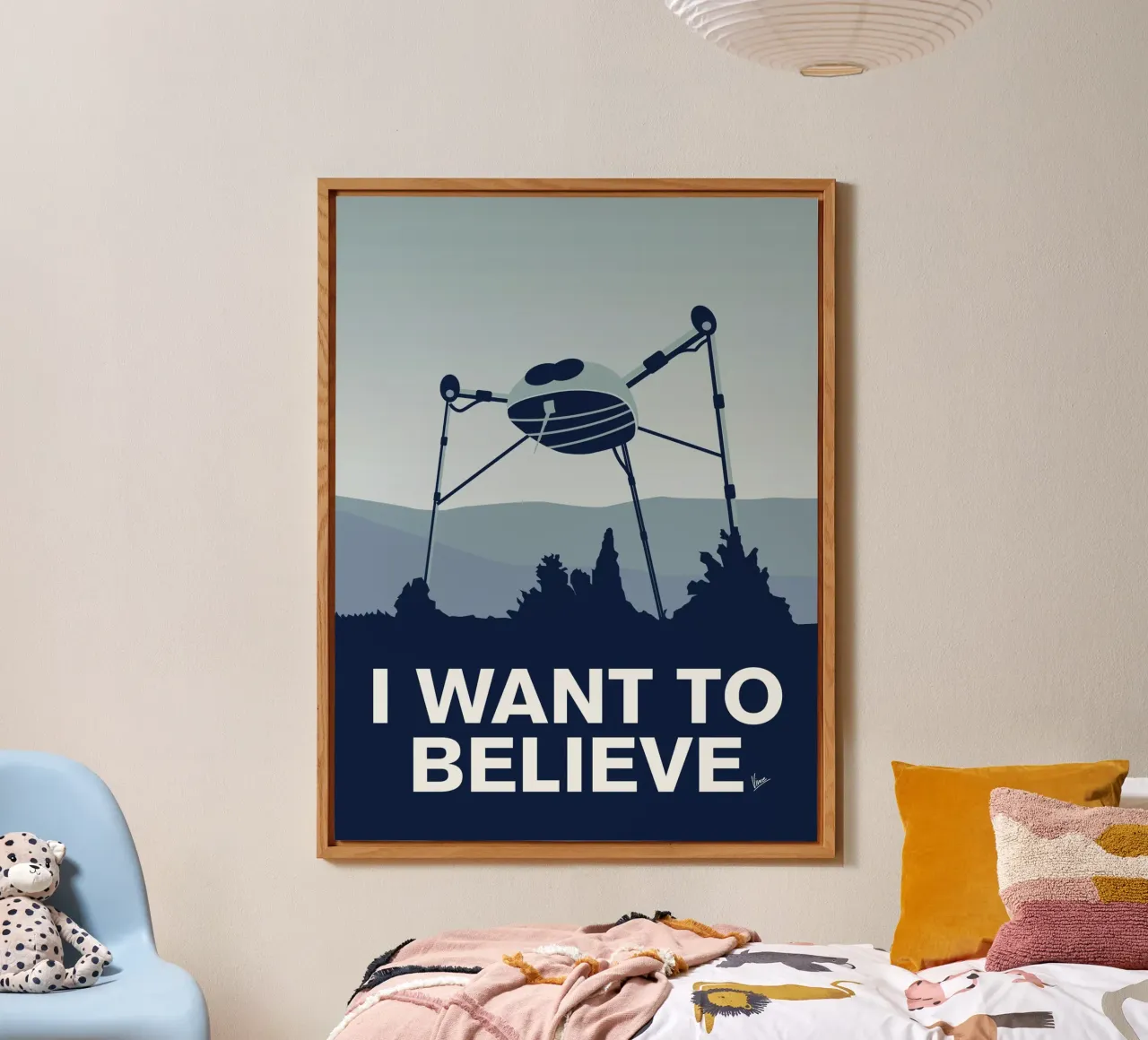 My I want to believe minimal poster-war-of-the-worlds alluminio dibond da geekxfiles
