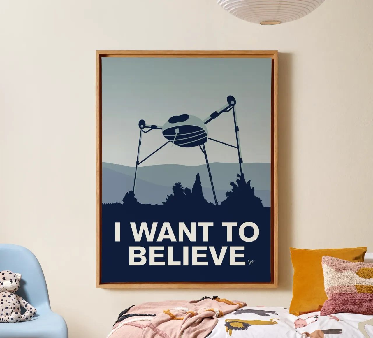 My I want to believe minimal poster-war-of-the-worlds tela con Cornice a cassetta da geekxfiles