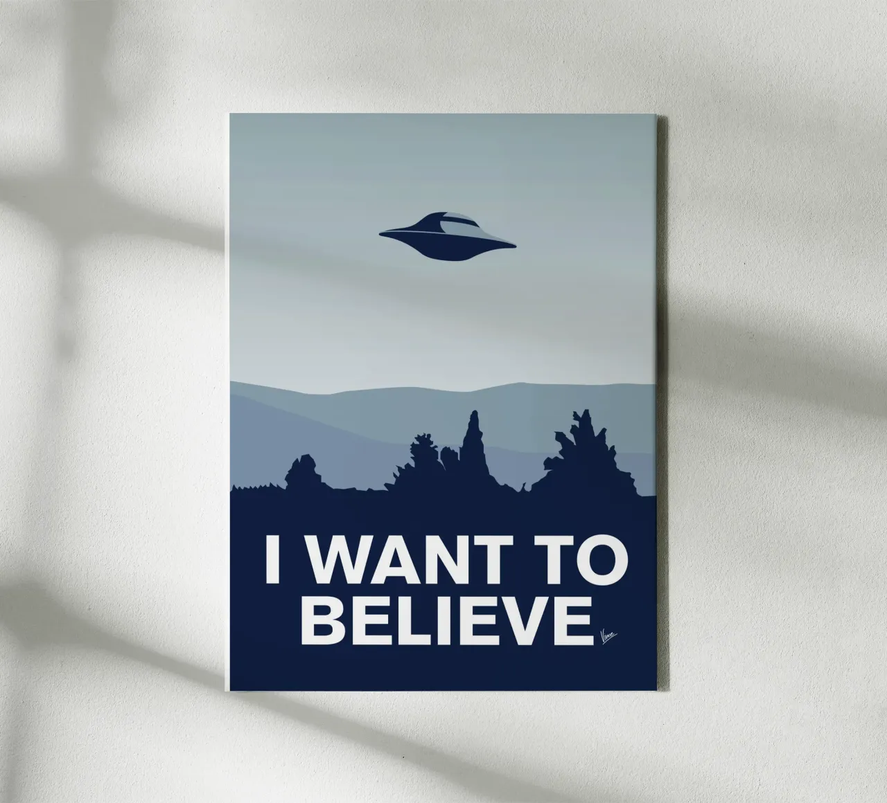 My I want to believe minimal poster-xfiles tela con Cornice a cassetta da geekxfiles