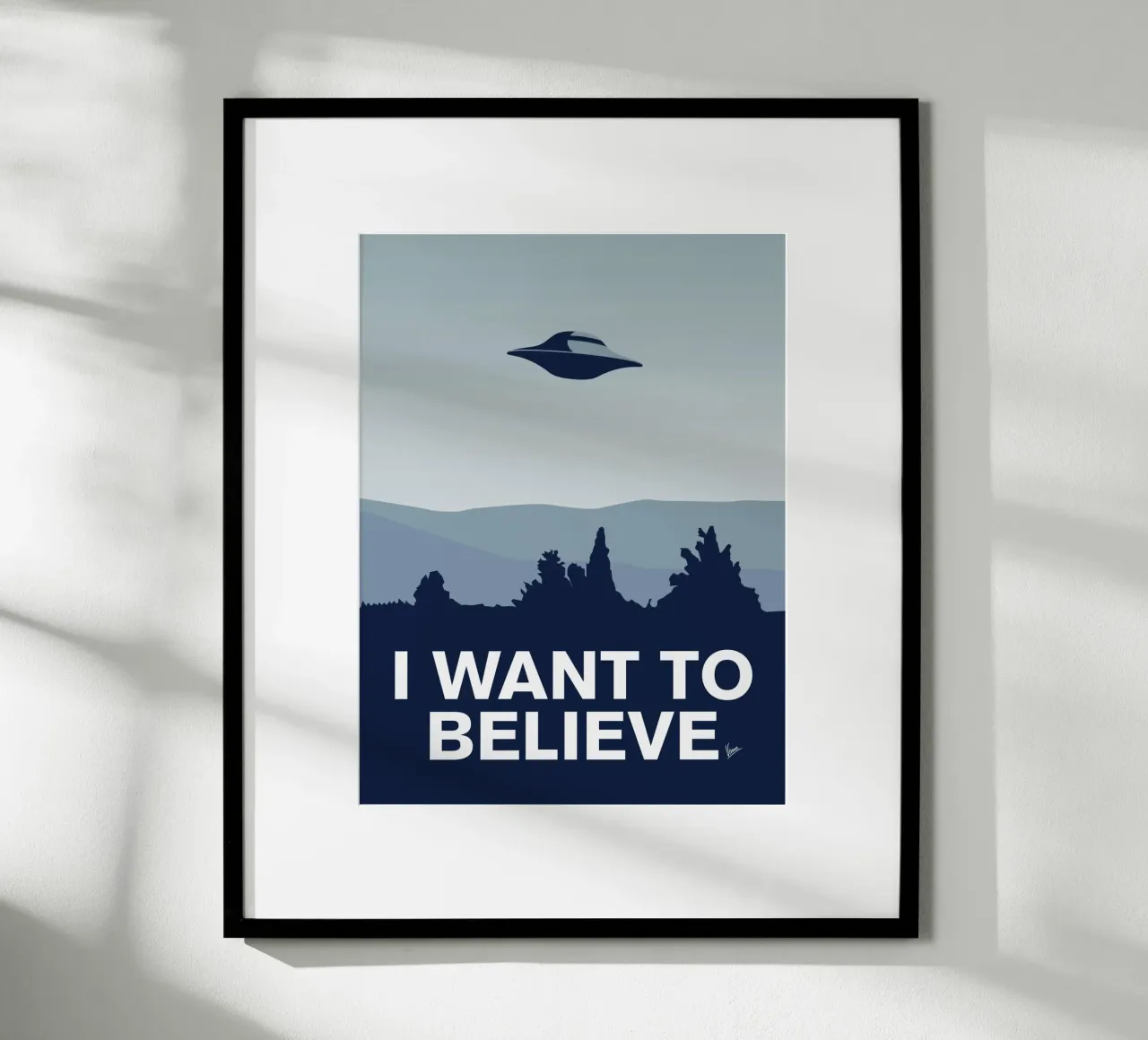 My I want to believe minimal poster-xfiles poster con telaio in alluminio da geekxfiles