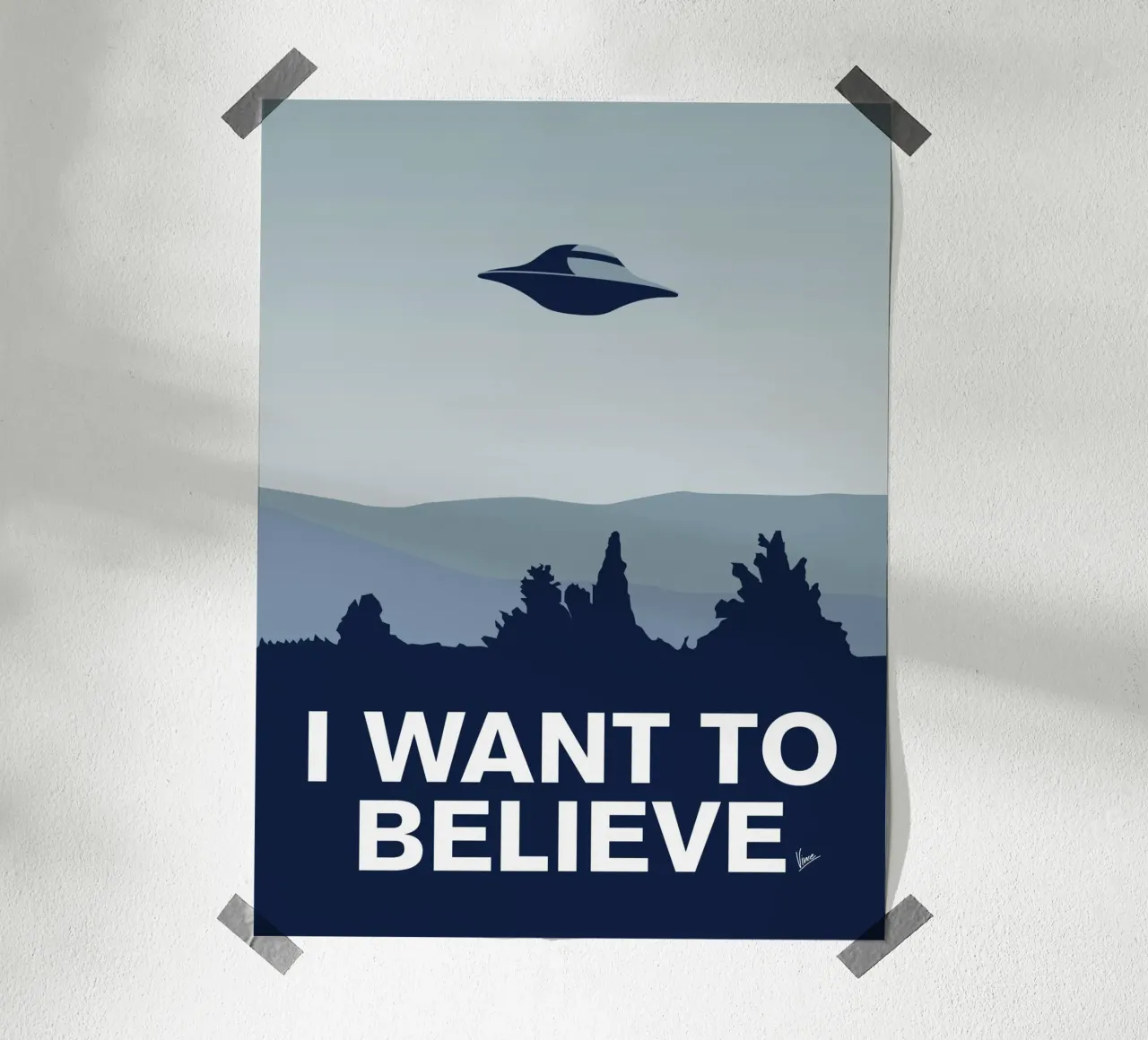 My I want to believe minimal poster-xfiles poster con telaio in alluminio da geekxfiles