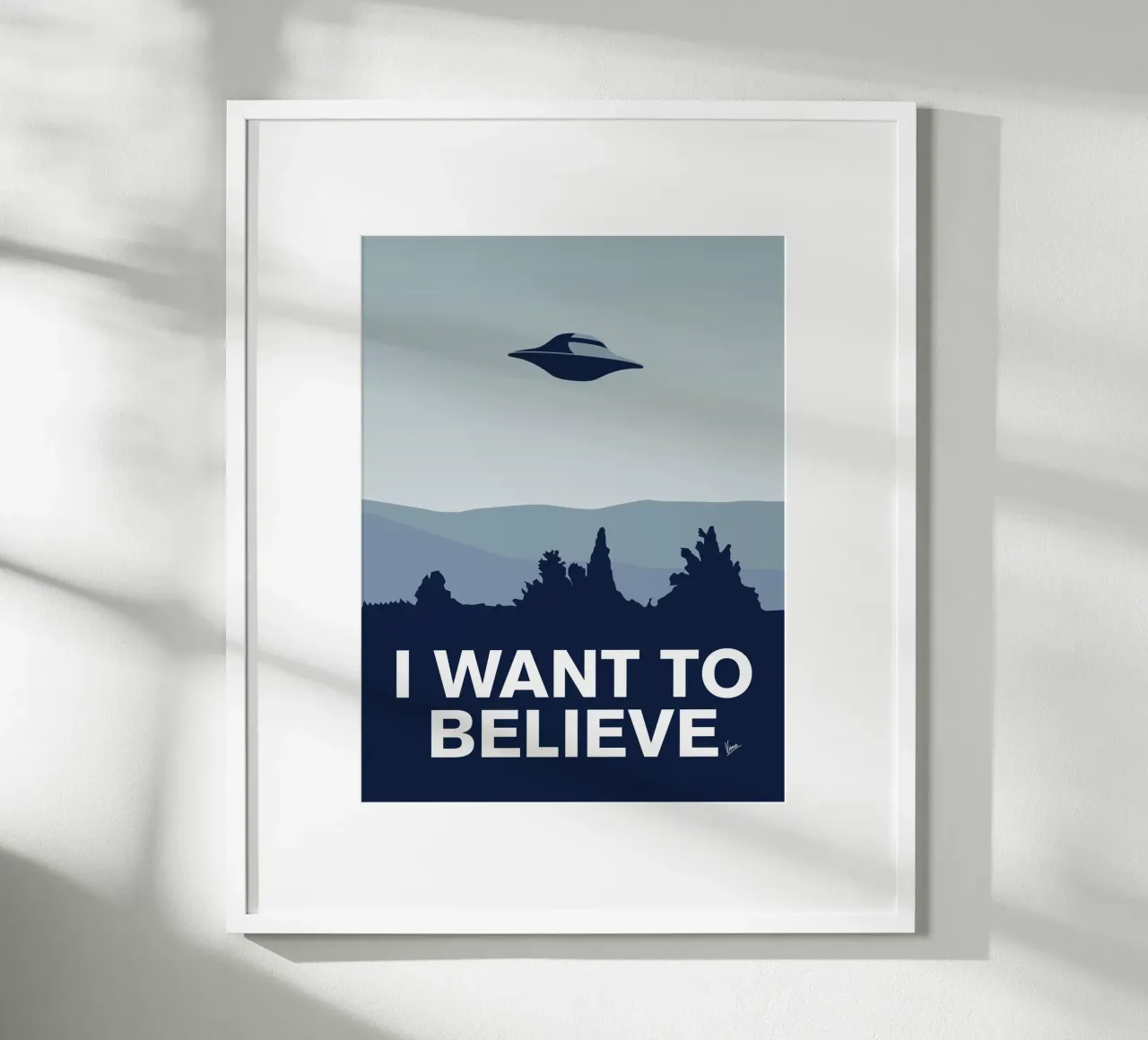 My I want to believe minimal poster-xfiles poster con telaio in alluminio da geekxfiles
