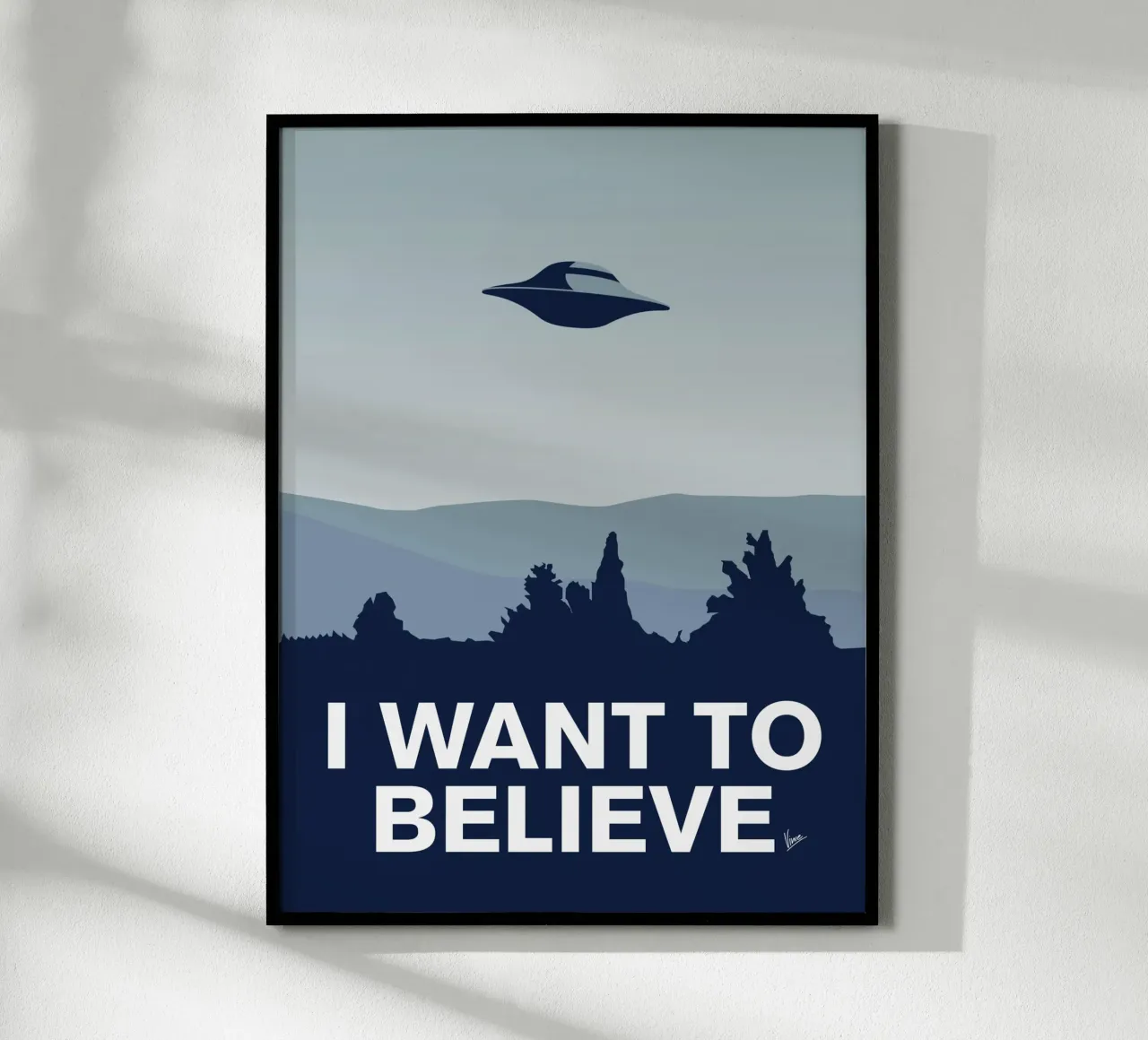 My I want to believe minimal poster-xfiles poster con telaio in alluminio da geekxfiles