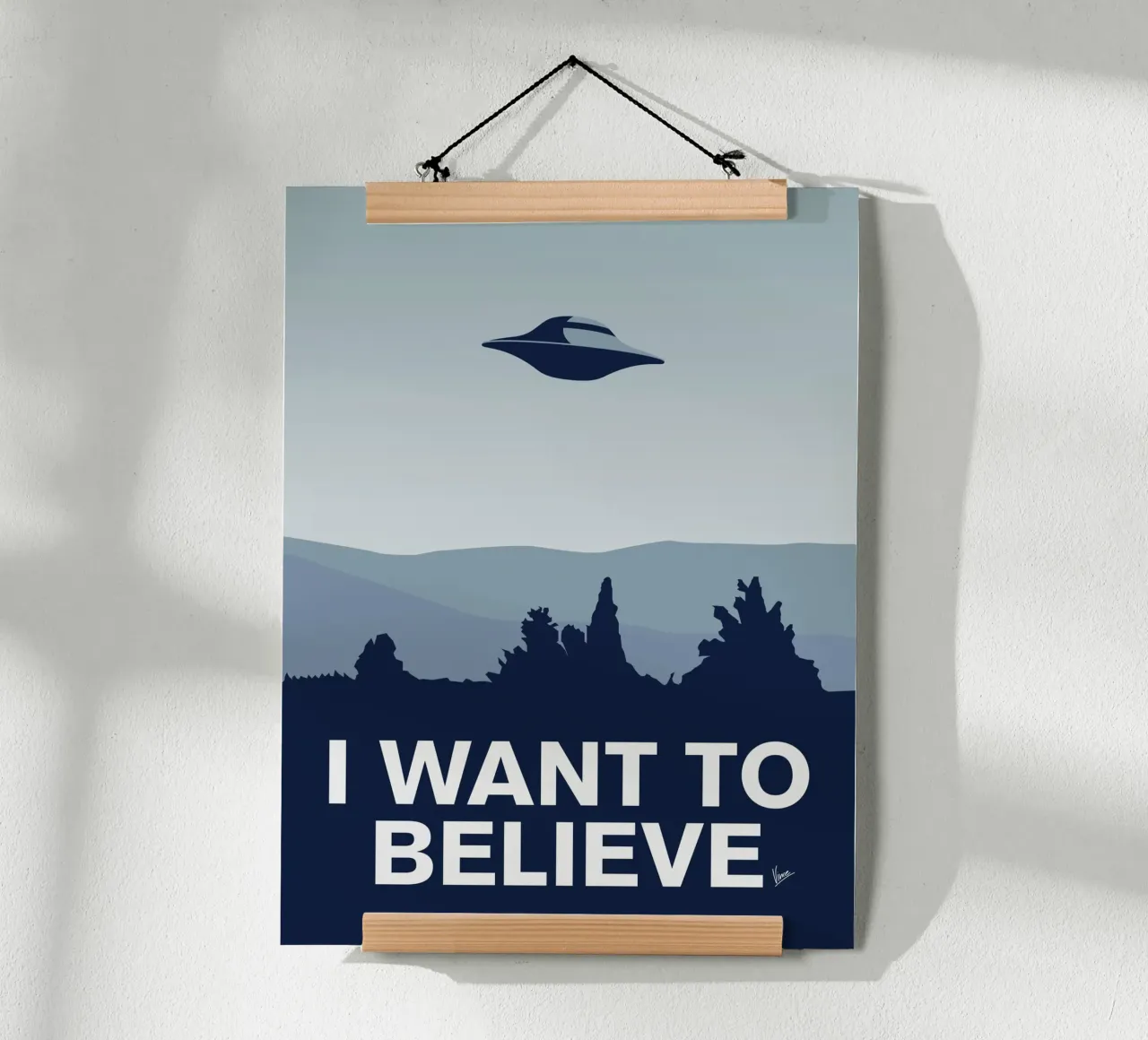 My I want to believe minimal poster-xfiles poster con telaio in alluminio da geekxfiles