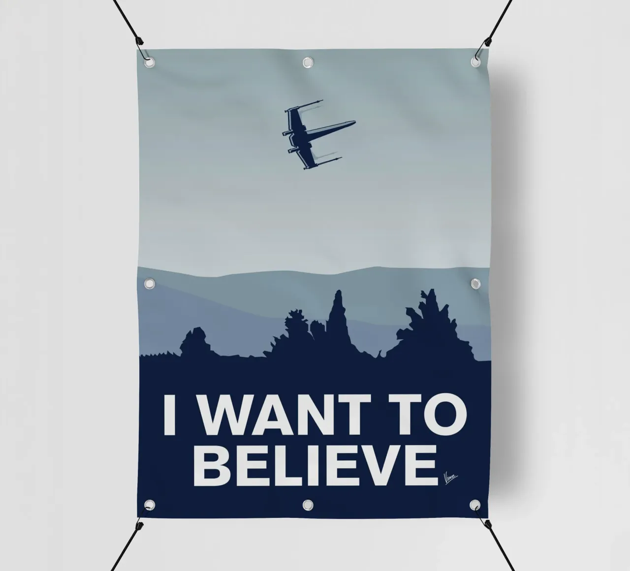 My I want to believe minimal poster-xwing telo in pvc da geekxfiles