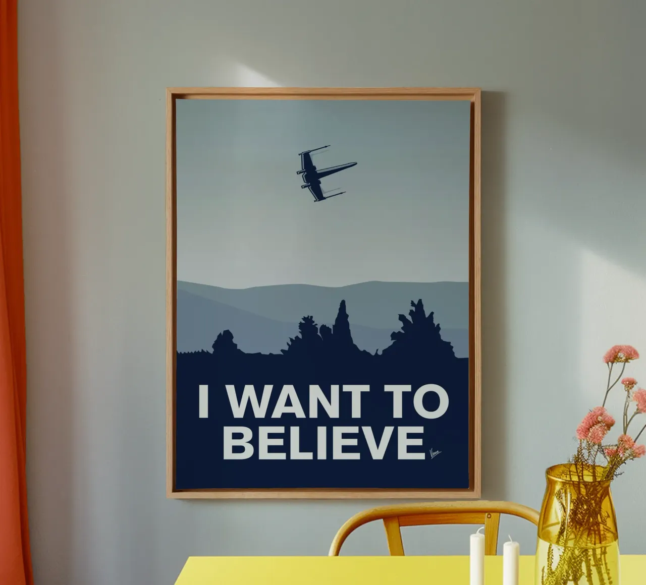 My I want to believe minimal poster-xwing tela con Cornice a cassetta da geekxfiles