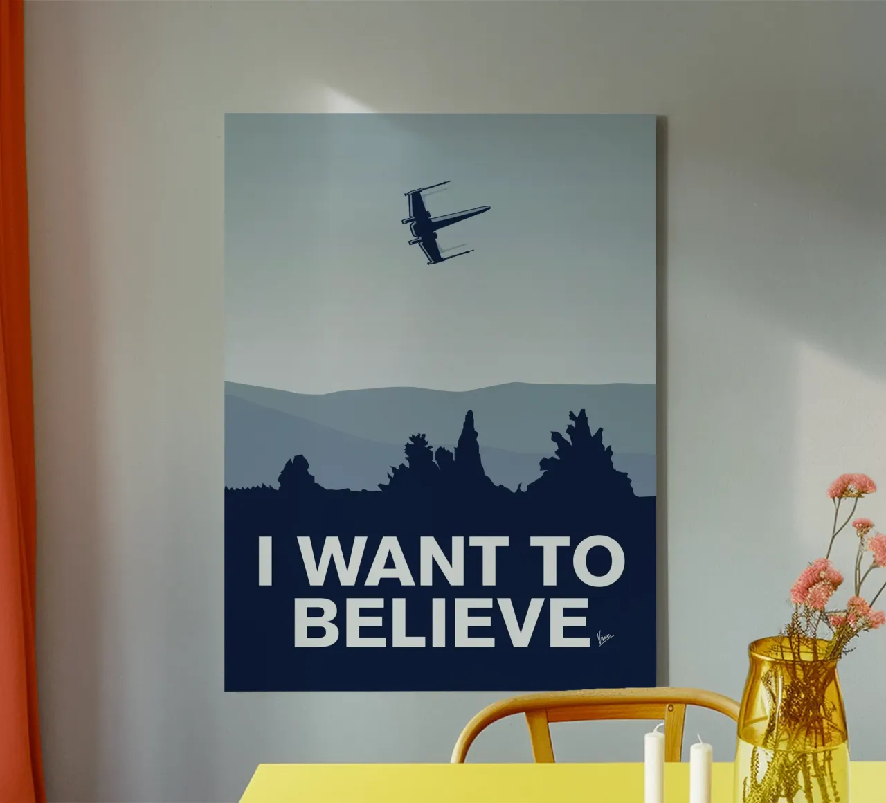 My I want to believe minimal poster-xwing tela con Cornice a cassetta da geekxfiles