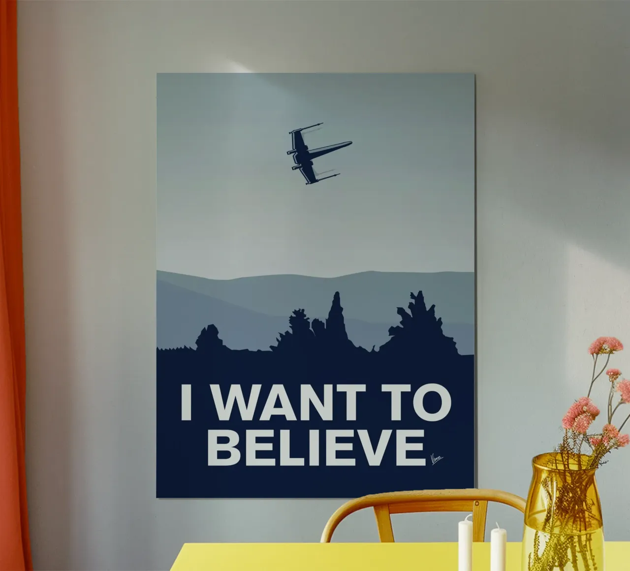My I want to believe minimal poster-xwing poster con telaio in alluminio da geekxfiles