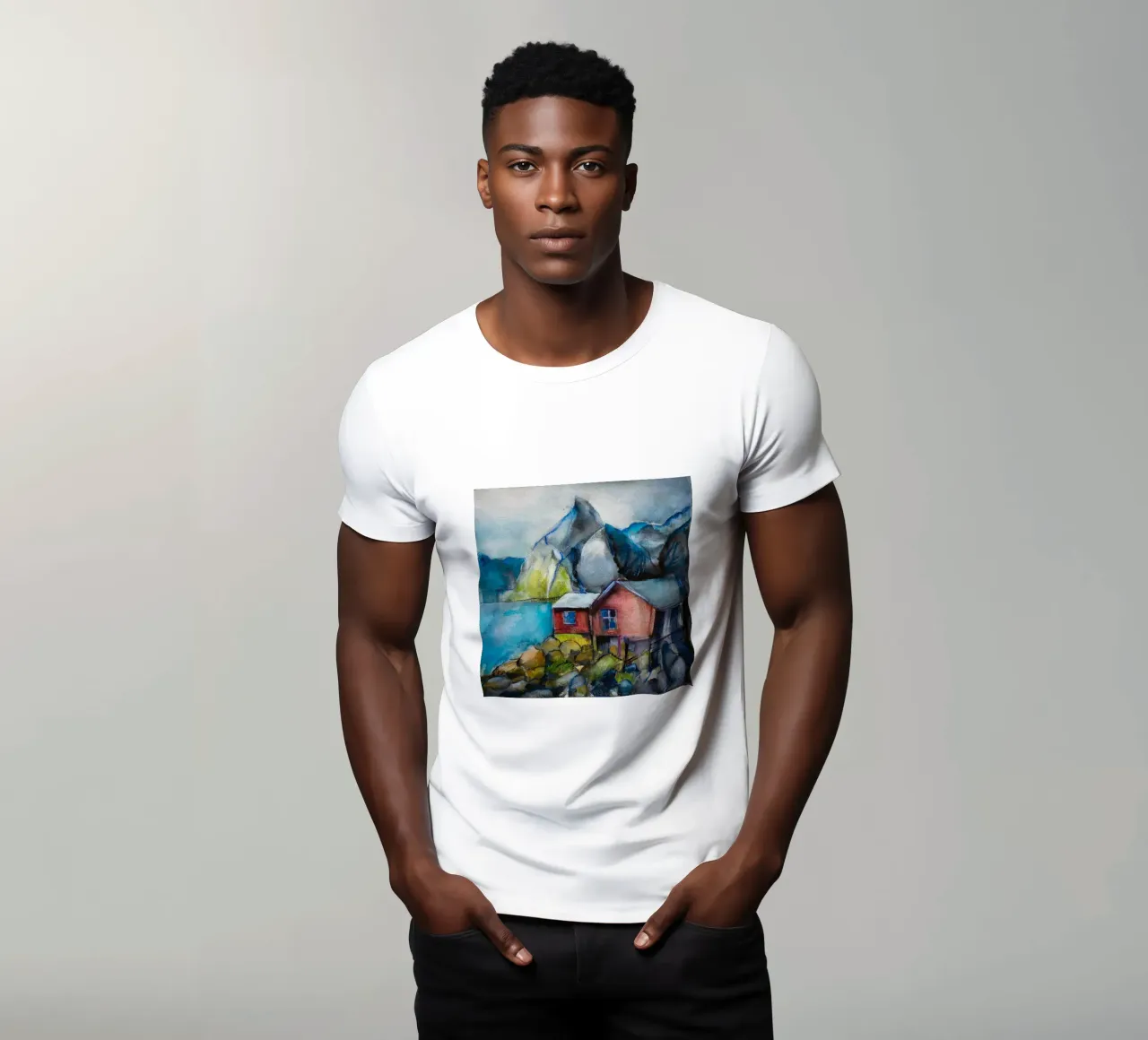 Cabins by the fjord t-shirt da Stoian Hitrov