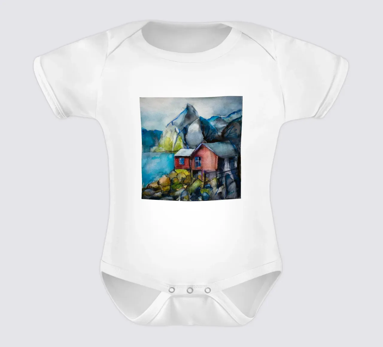 Cabins by the fjord body neonato maniche corte da Stoian Hitrov
