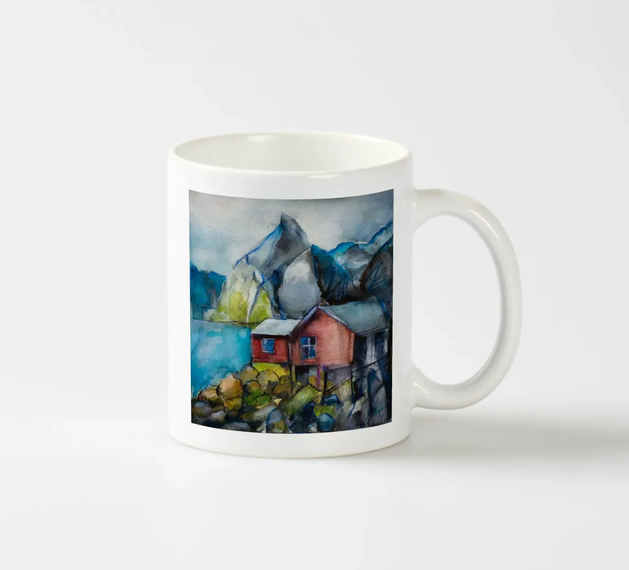 Cabins by the fjord tazza in ceramica da Stoian Hitrov