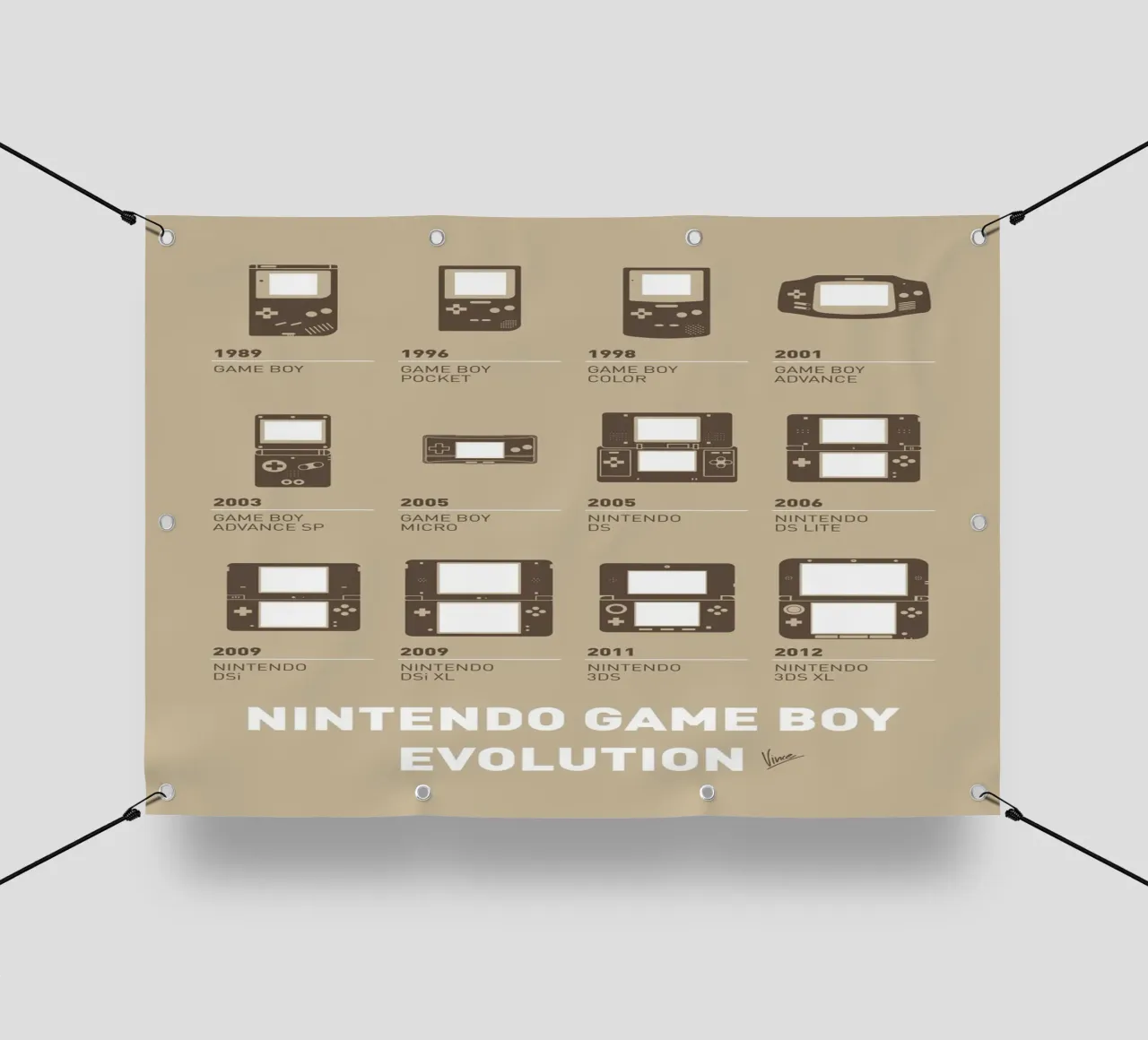 My Evolution Nintendo game boy minimal poster telo in pvc da geekxfiles