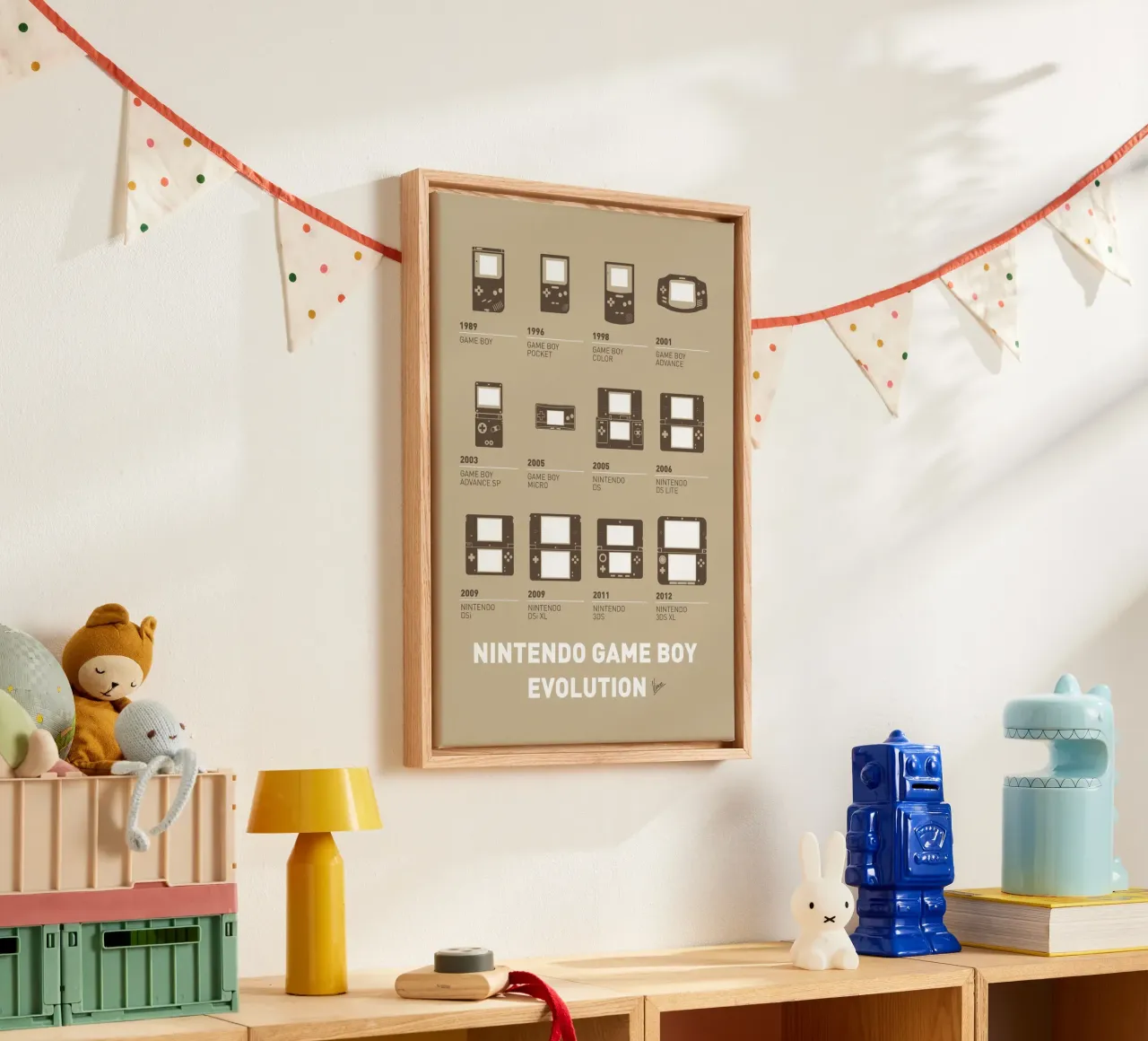 My Evolution Nintendo game boy minimal poster tela con Cornice a cassetta da geekxfiles