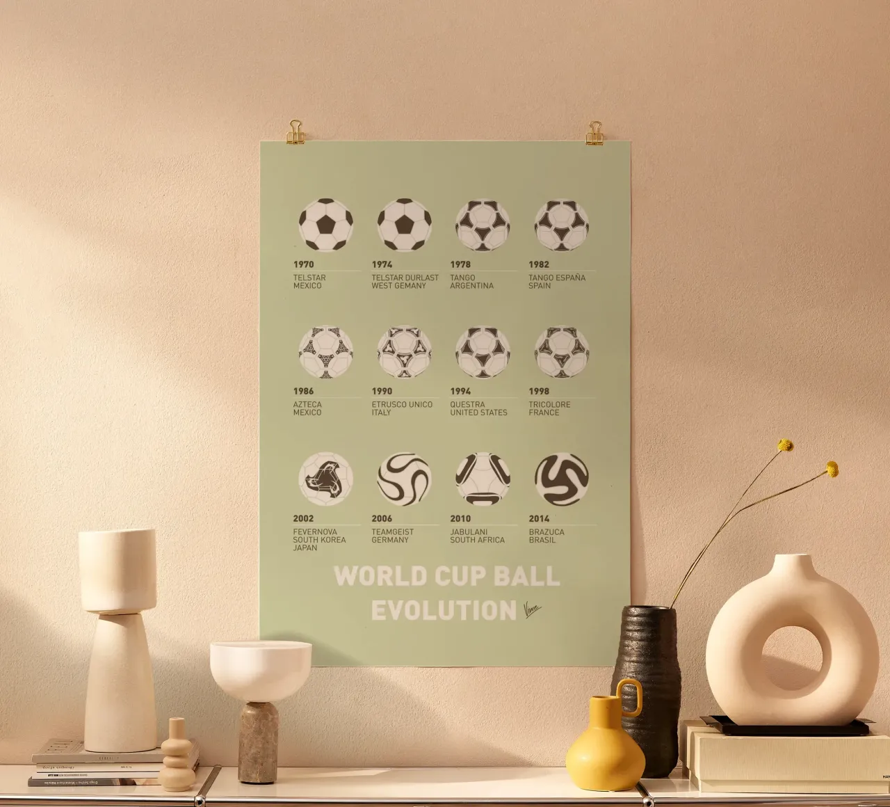 My Evolution Soccer Ball minimal poster Poster mit Kunststoffrahmen von geekxfiles