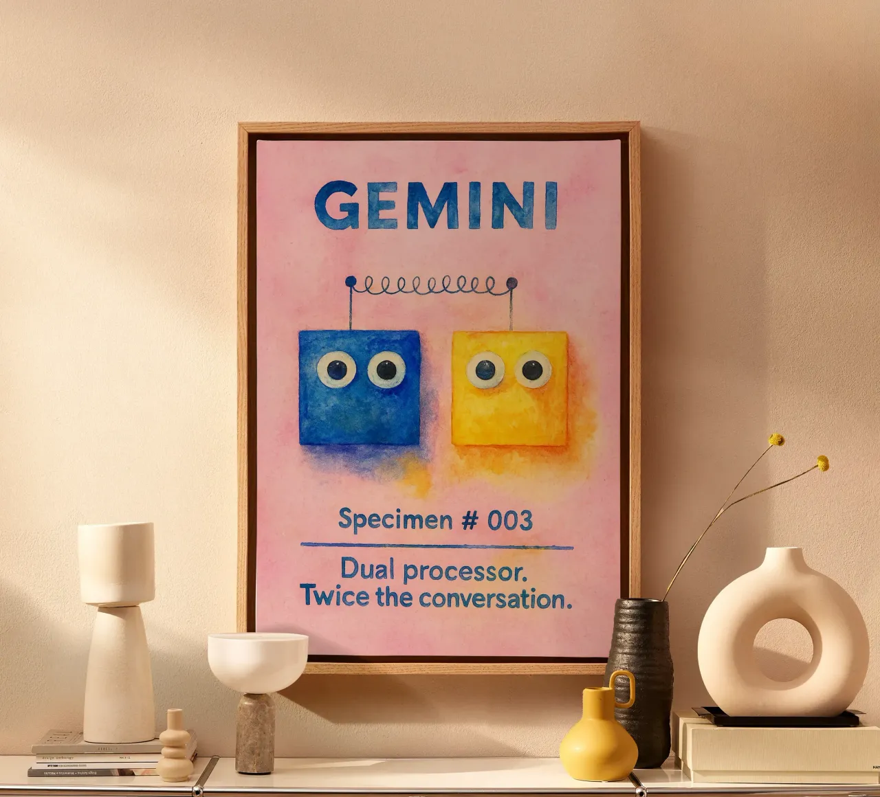 gemini logo vector zodiac painting lienzo con Marco flotante de Shillas