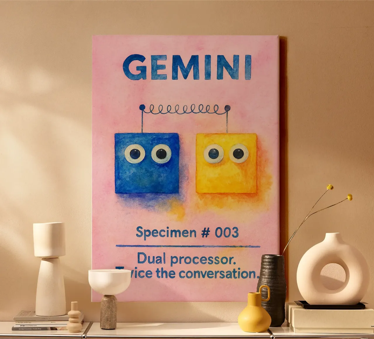 gemini logo vector zodiac painting lienzo con Marco flotante de Shillas