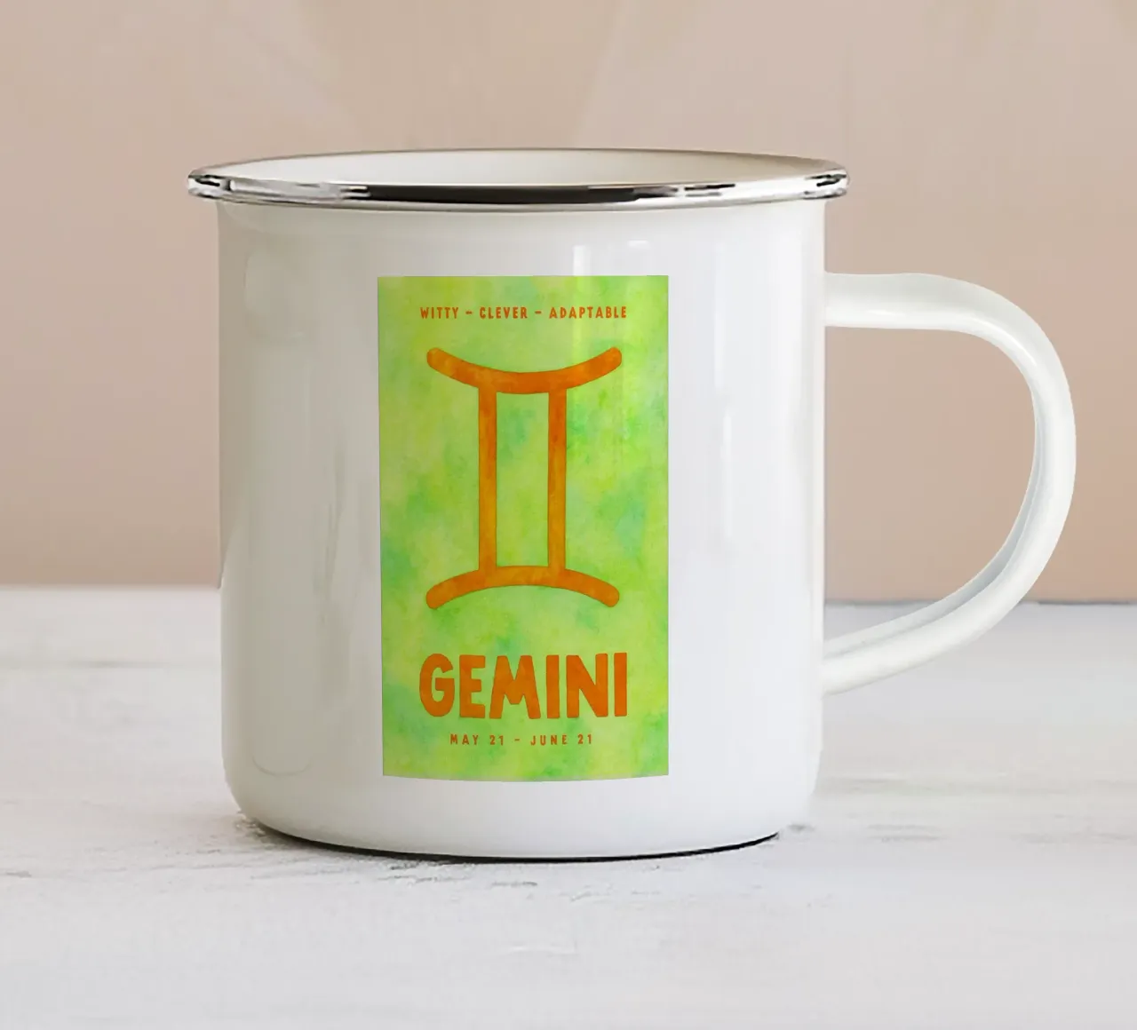 pittura zodiacale gemelli tazza in smalto da Shillas