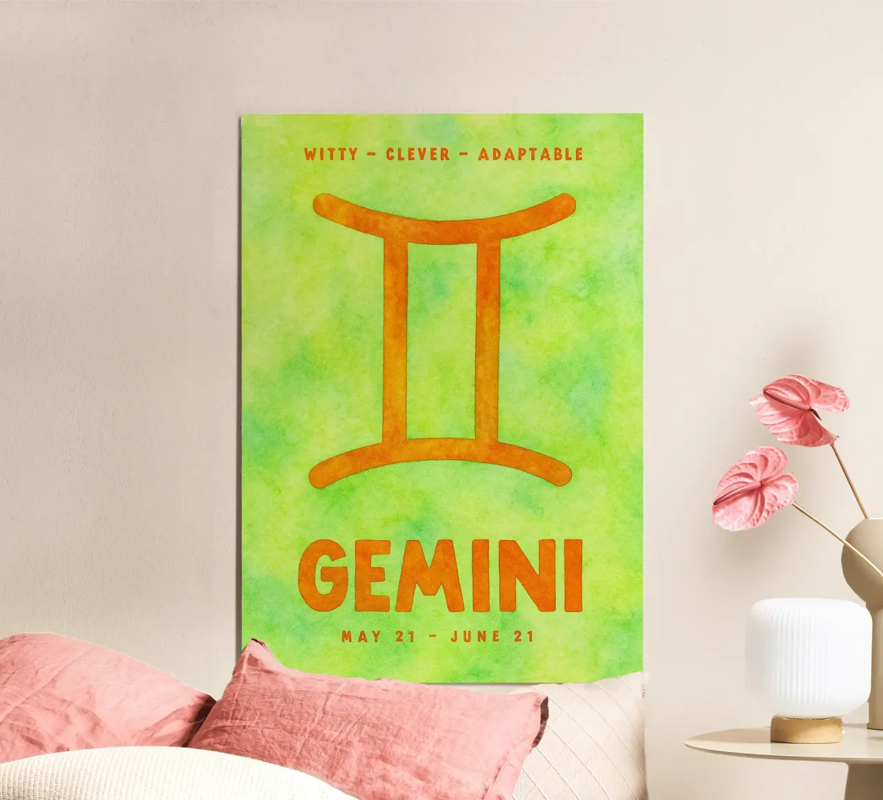pittura zodiacale gemelli poster con telaio in legno da Shillas