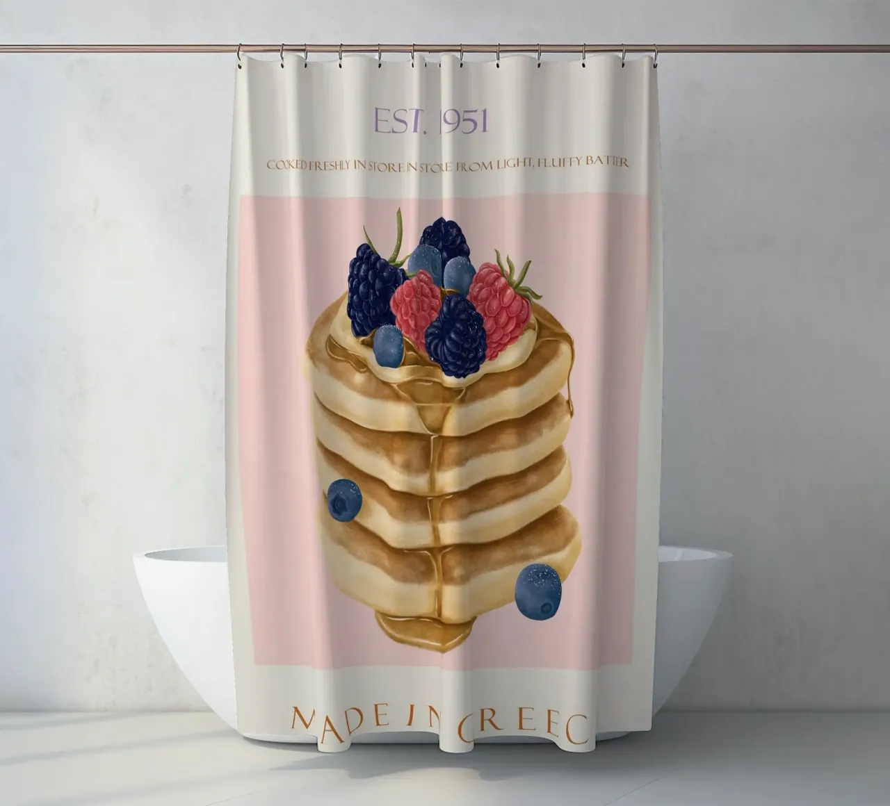 pancake al lampone tenda da doccia da Oscar Shaw