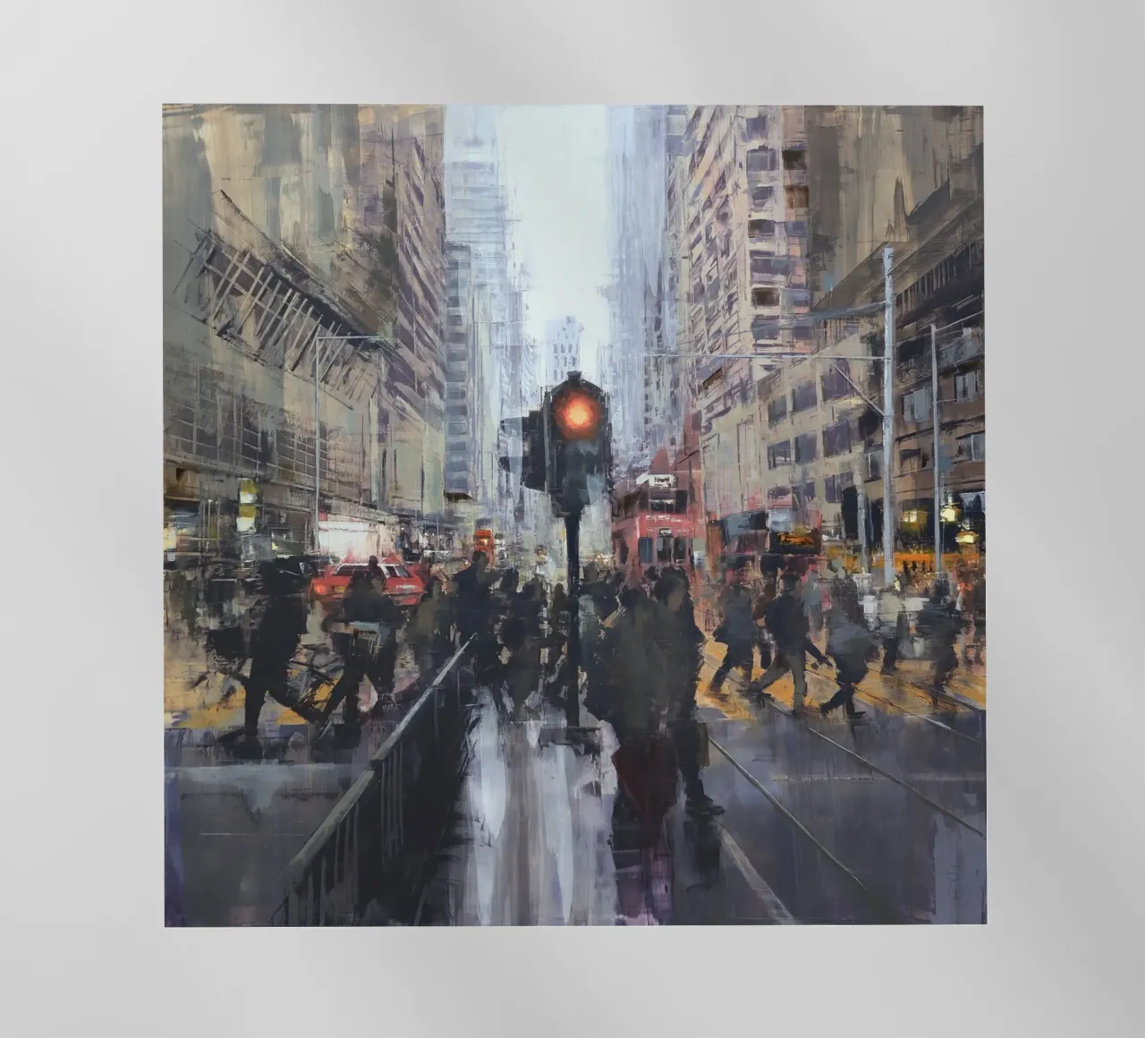 "HONG_KONG_25_01" Attraversamento pedonale davanti a una fermata del tram pellicola backlit da Eduard Warkentin Art