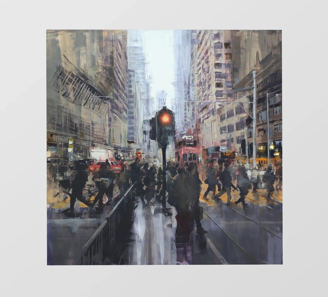 "HONG_KONG_25_01" Attraversamento pedonale davanti a una fermata del tram pellicola backlit da Eduard Warkentin Art