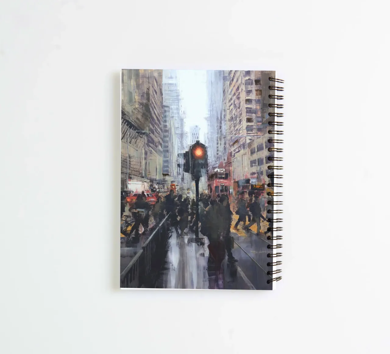 "HONG_KONG_25_01" Pedestrian crossing in front of a tram stop spiral notebook by Eduard Warkentin Art