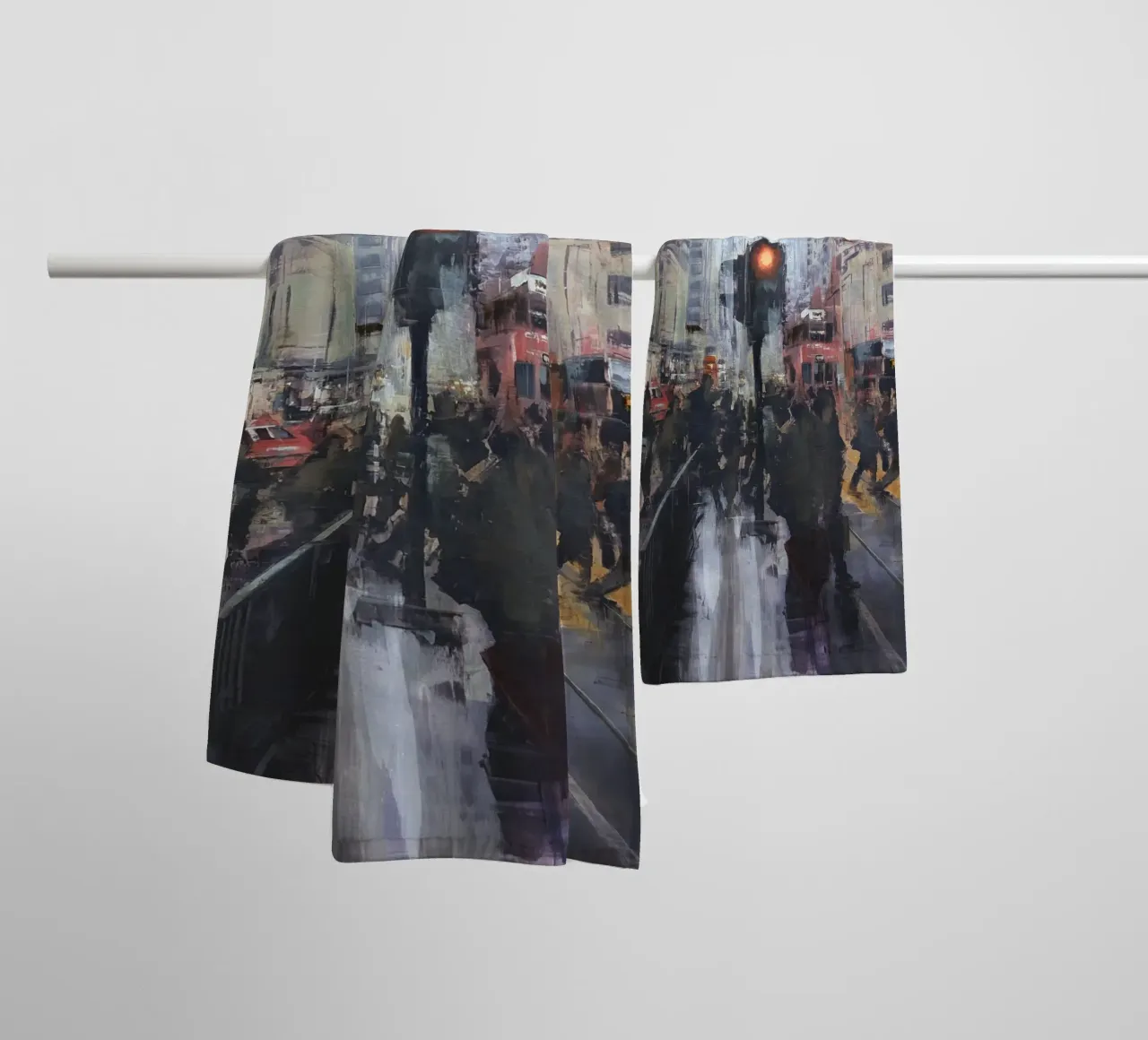 "HONG_KONG_25_01" Pedestrian crossing in front of a tram stop towel by Eduard Warkentin Art