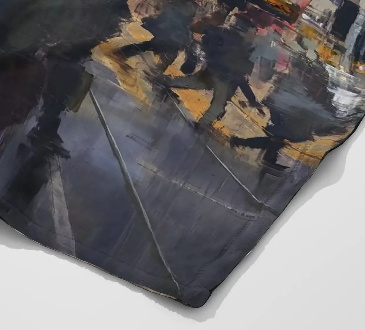 "HONG_KONG_25_01" Pedestrian crossing in front of a tram stop fleece blanket by Eduard Warkentin Art