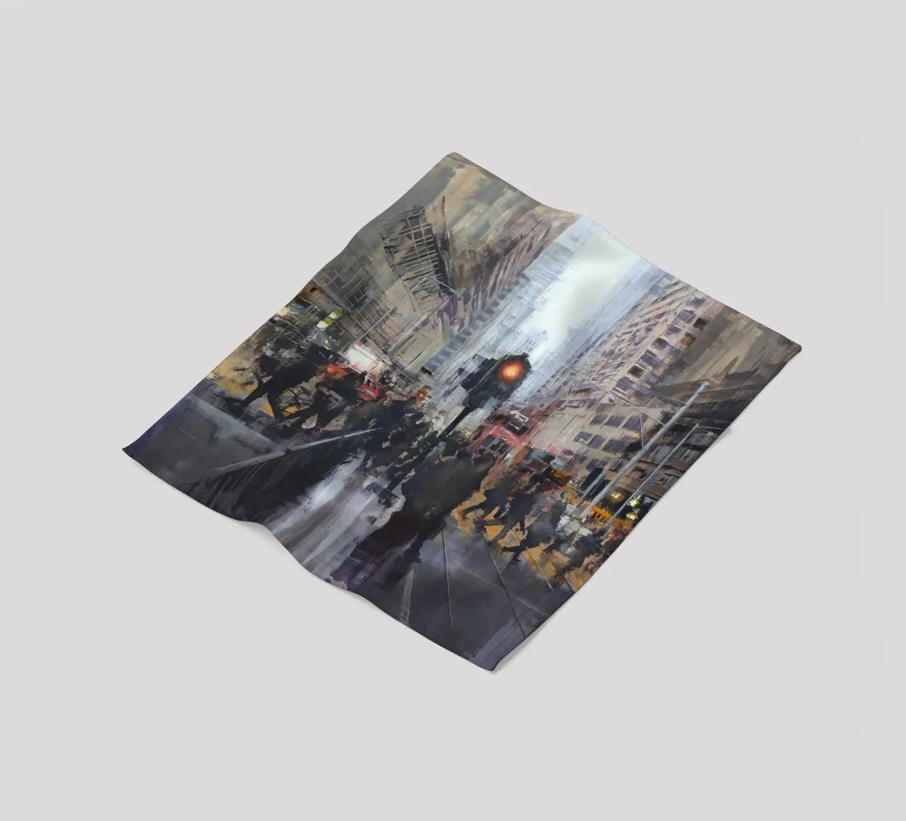 "HONG_KONG_25_01" Pedestrian crossing in front of a tram stop fleece blanket by Eduard Warkentin Art