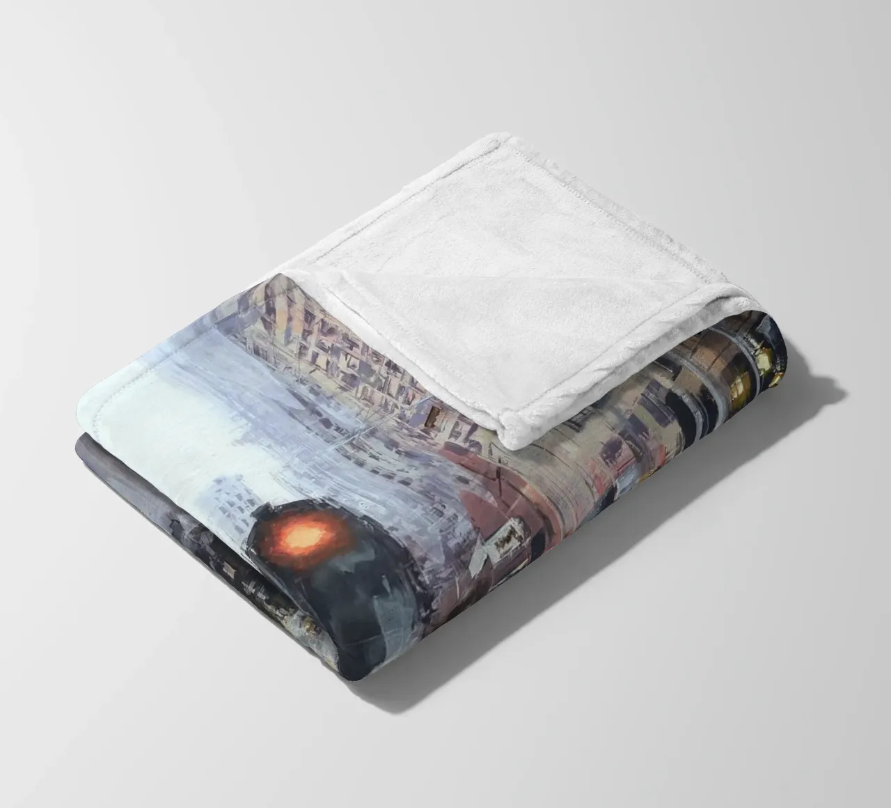 "HONG_KONG_25_01" Pedestrian crossing in front of a tram stop fleece blanket by Eduard Warkentin Art