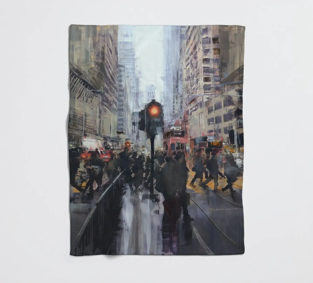 "HONG_KONG_25_01" Pedestrian crossing in front of a tram stop fleece blanket by Eduard Warkentin Art
