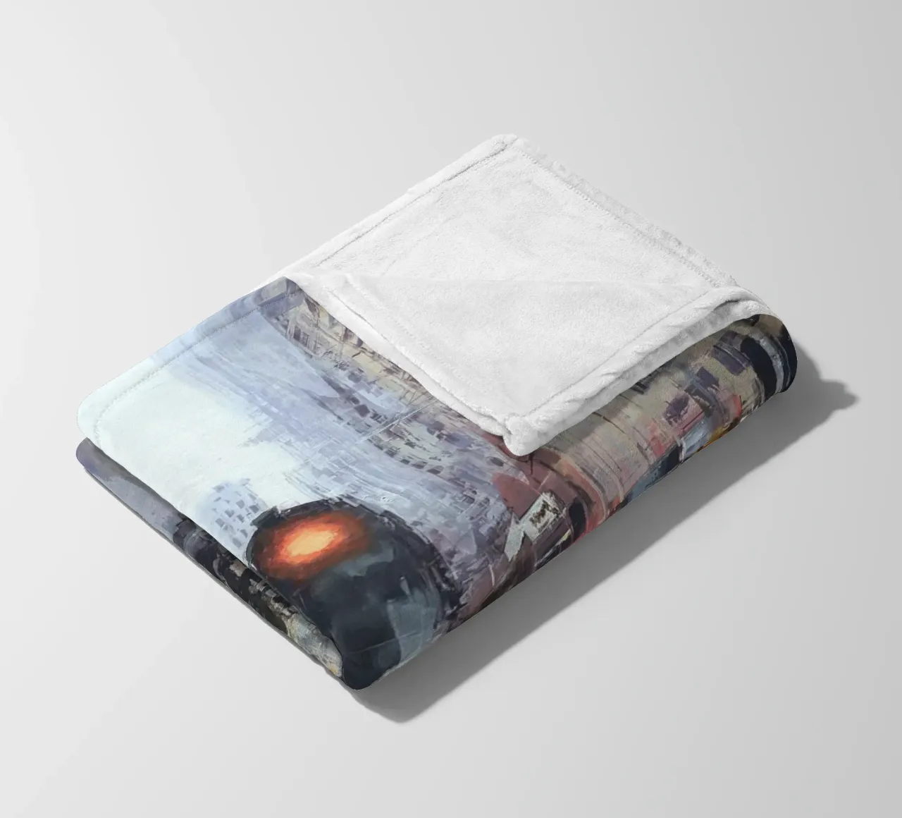 "HONG_KONG_25_01" Pedestrian crossing in front of a tram stop fleece blanket by Eduard Warkentin Art