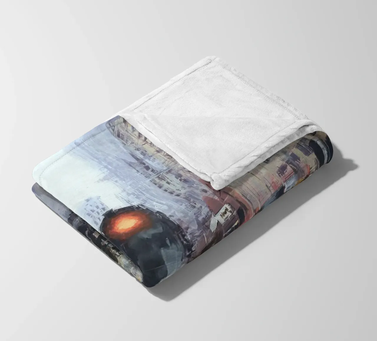 "HONG_KONG_25_01" Pedestrian crossing in front of a tram stop fleece blanket by Eduard Warkentin Art