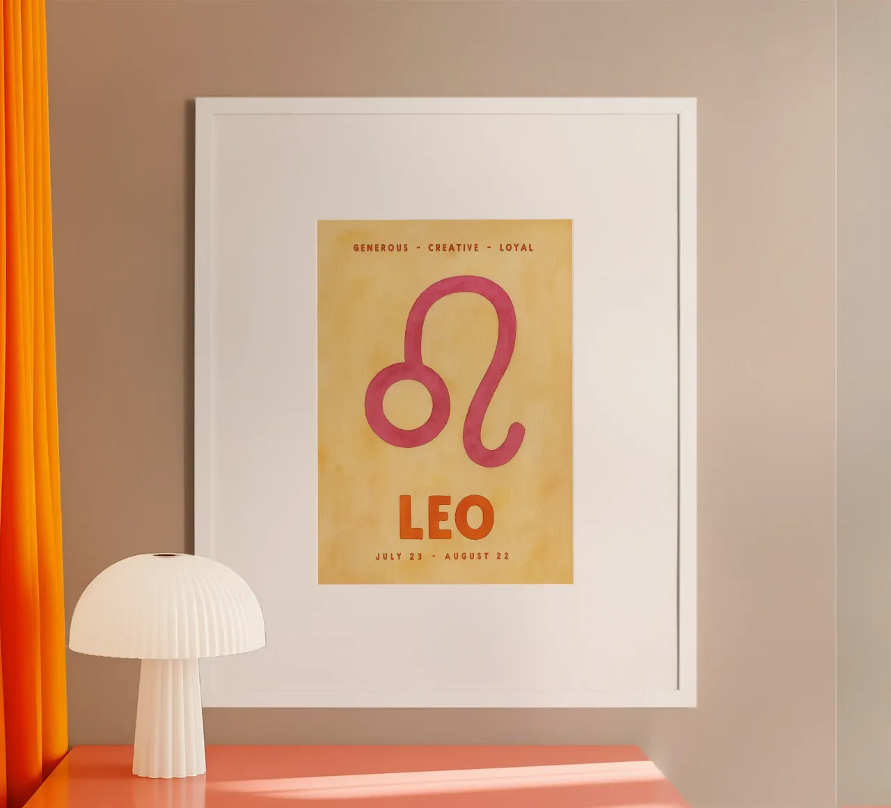pittura zodiacale leo poster con telaio in legno da Shillas