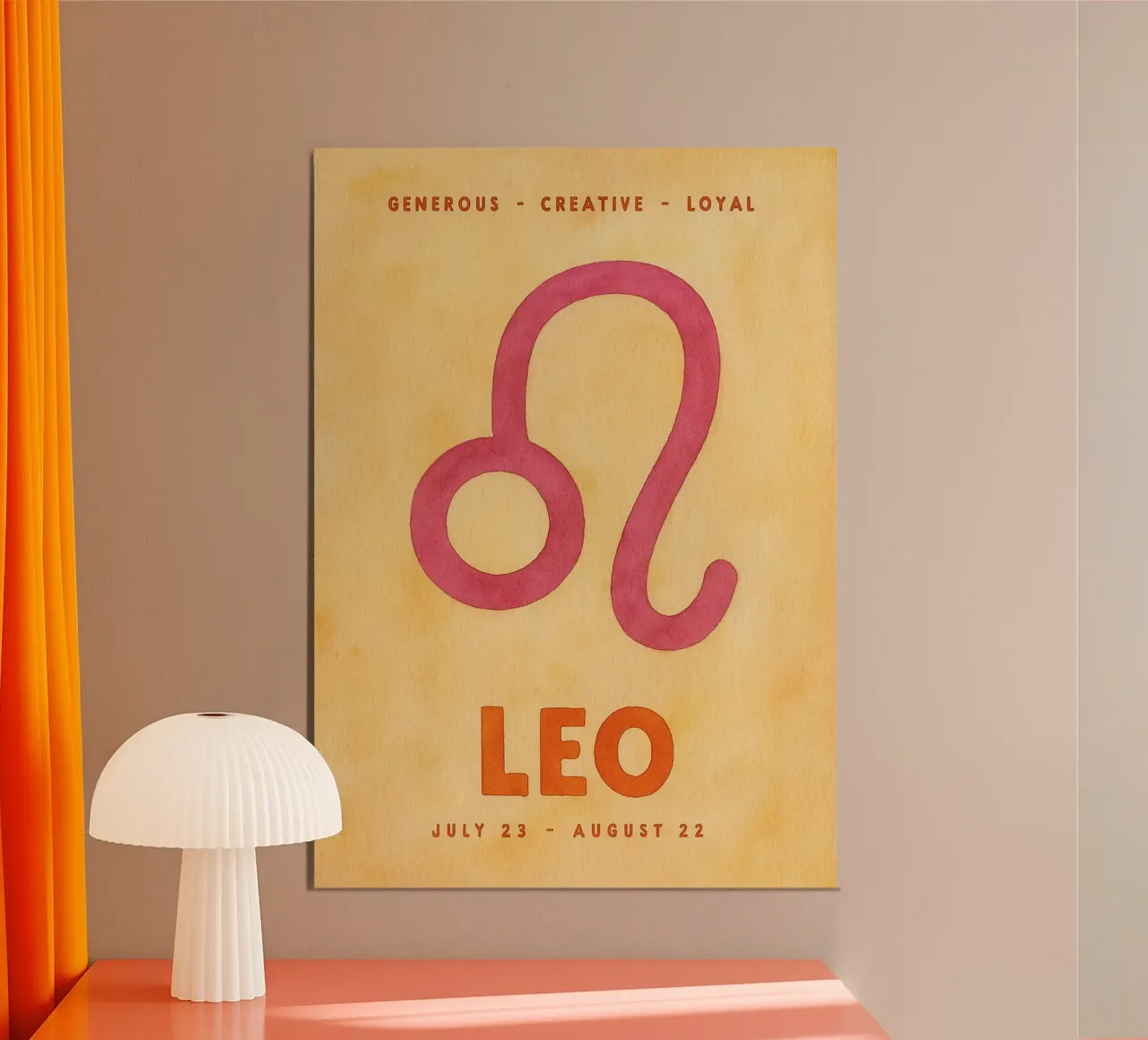 pittura zodiacale leo poster con telaio in legno da Shillas