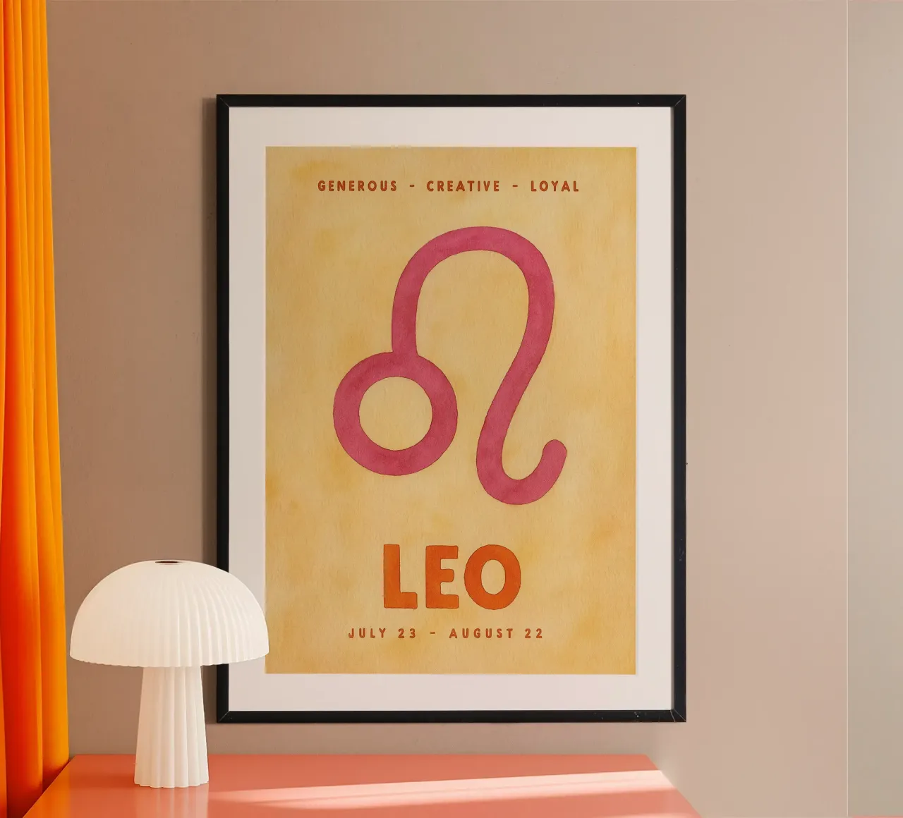pittura zodiacale leo poster con telaio in legno da Shillas