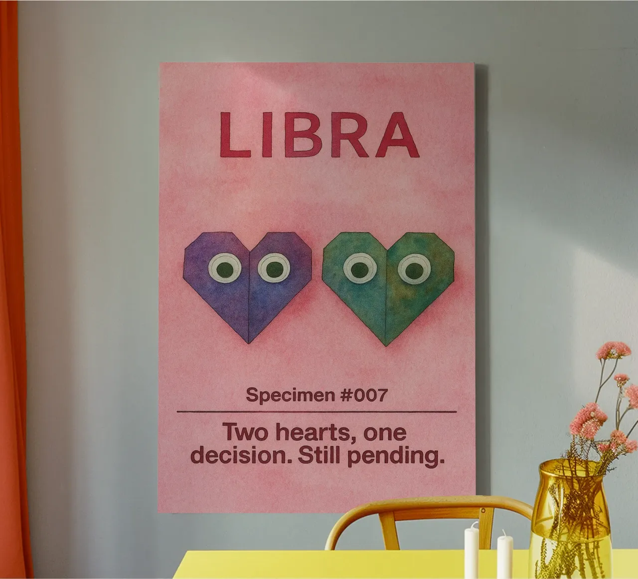 libra logo vector zodiac painting canvas with Floater frame by Shillas