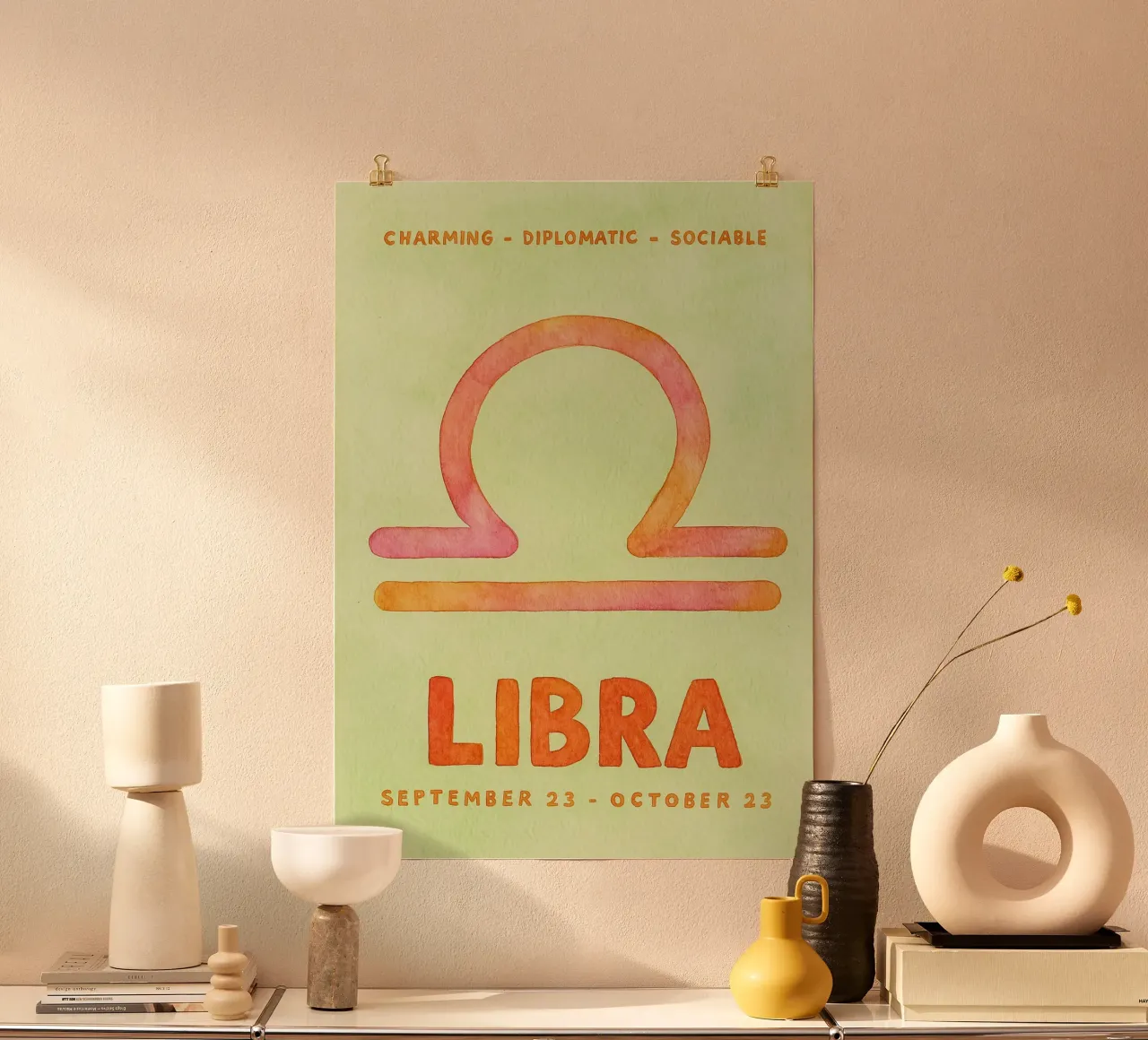 Quadro zodiacale della Bilancia poster con telaio in plastica da Shillas
