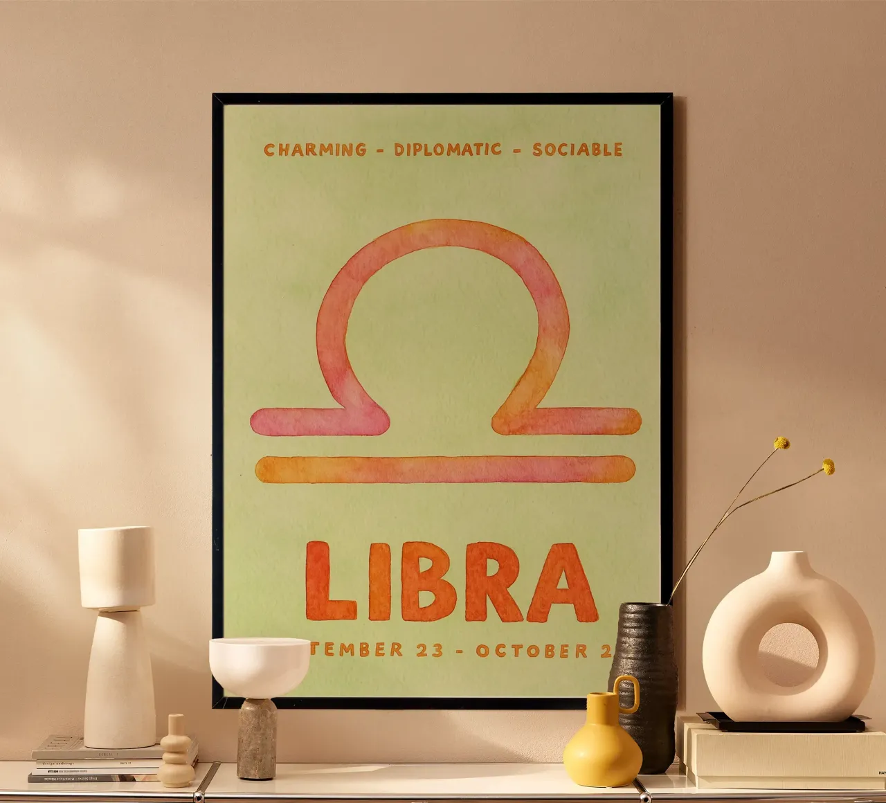 Quadro zodiacale della Bilancia poster con telaio in plastica da Shillas