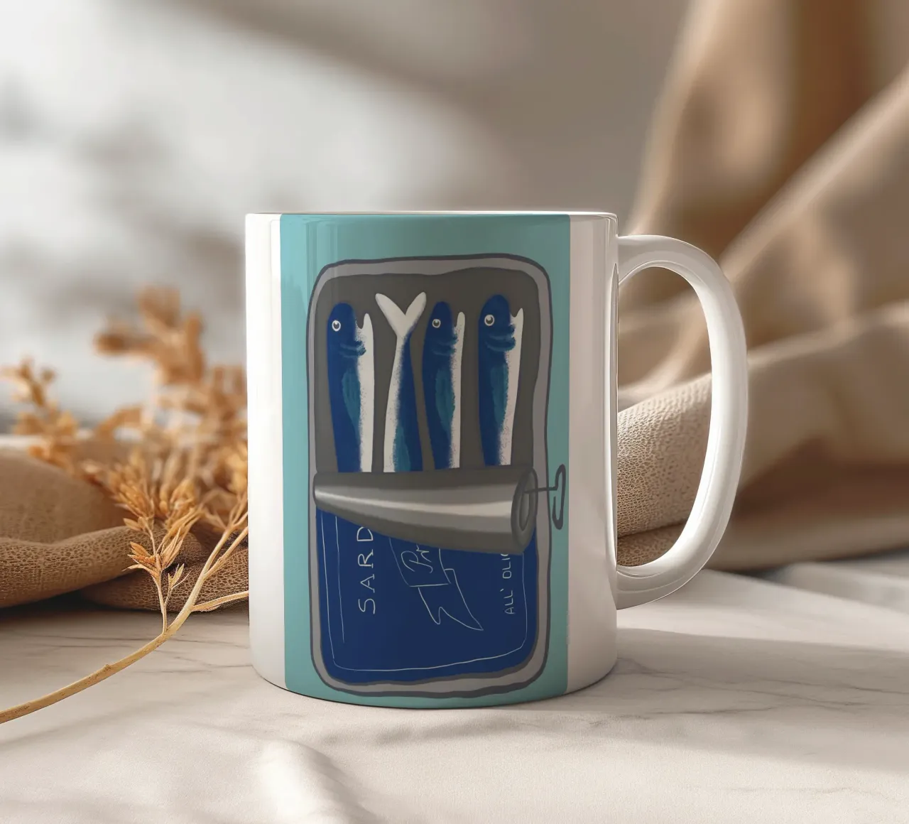 Sardines tazza in ceramica da LaraLiliana Design